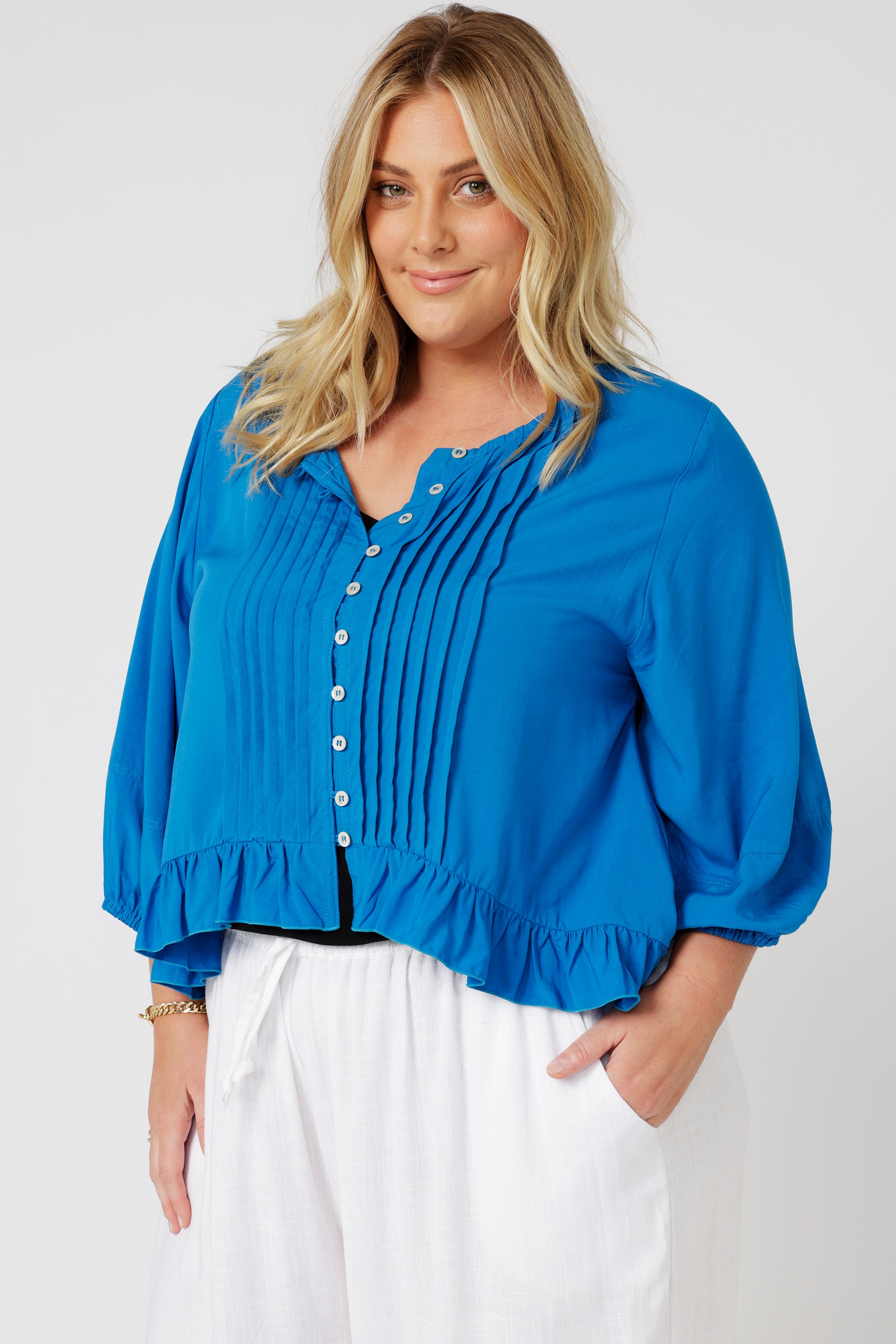 Lily Rose Top LS | Cobalt Blue - Saffron Road