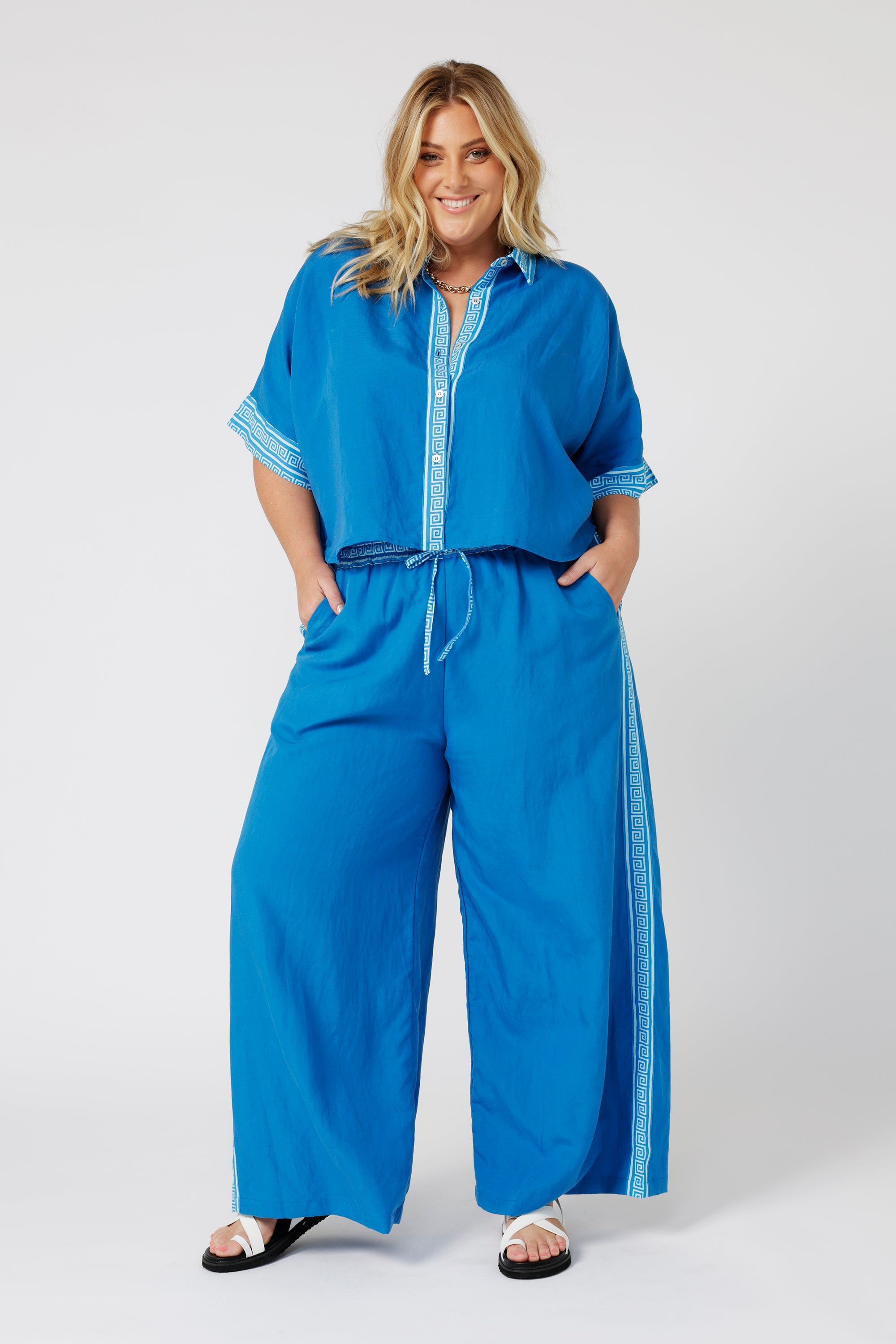 Border Pant | Cobalt Blue | Tencel Linen - Saffron Road