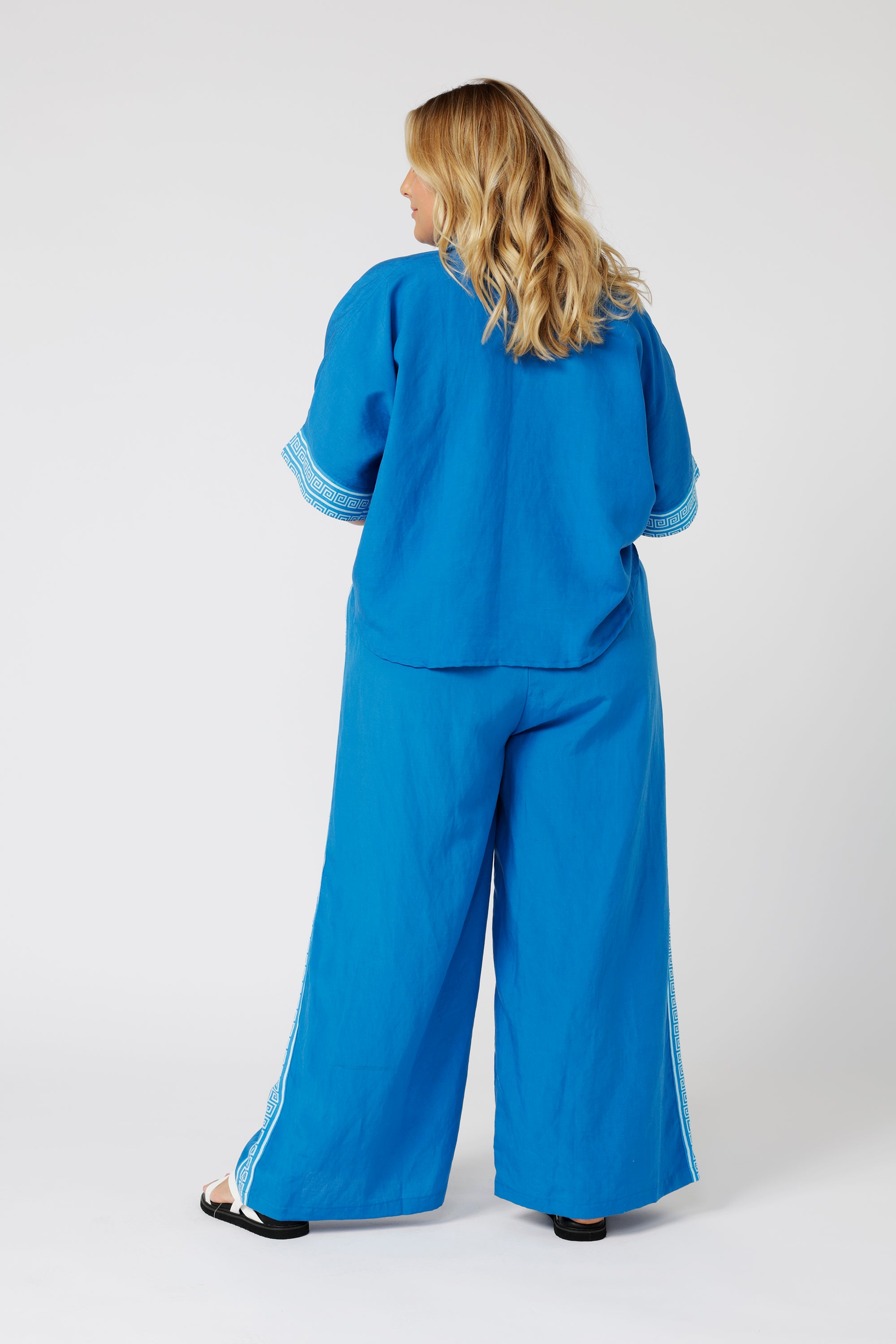 Border Pant | Cobalt Blue | Tencel Linen - Saffron Road