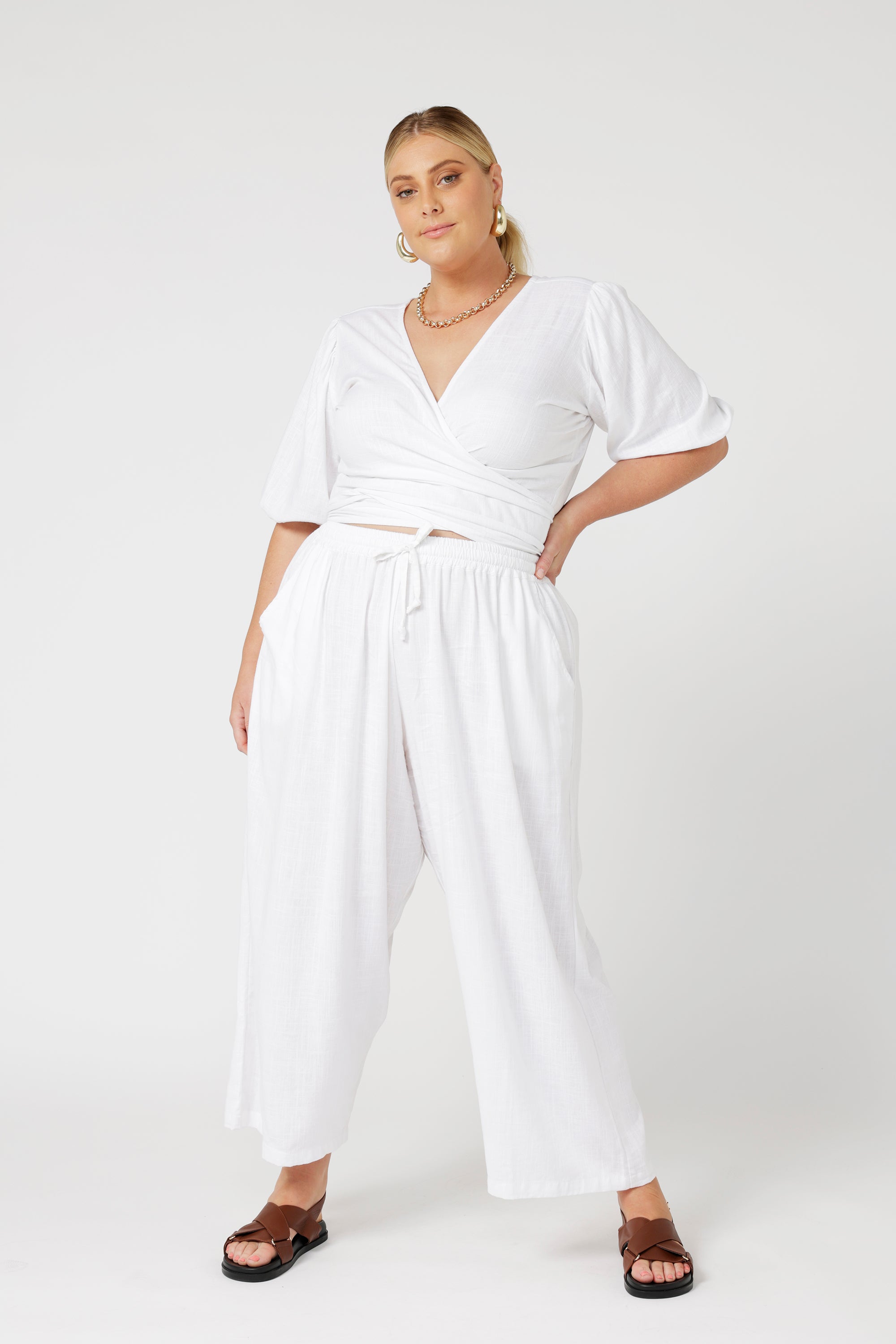 Wrap Me Up Top | White Linen - Saffron Road