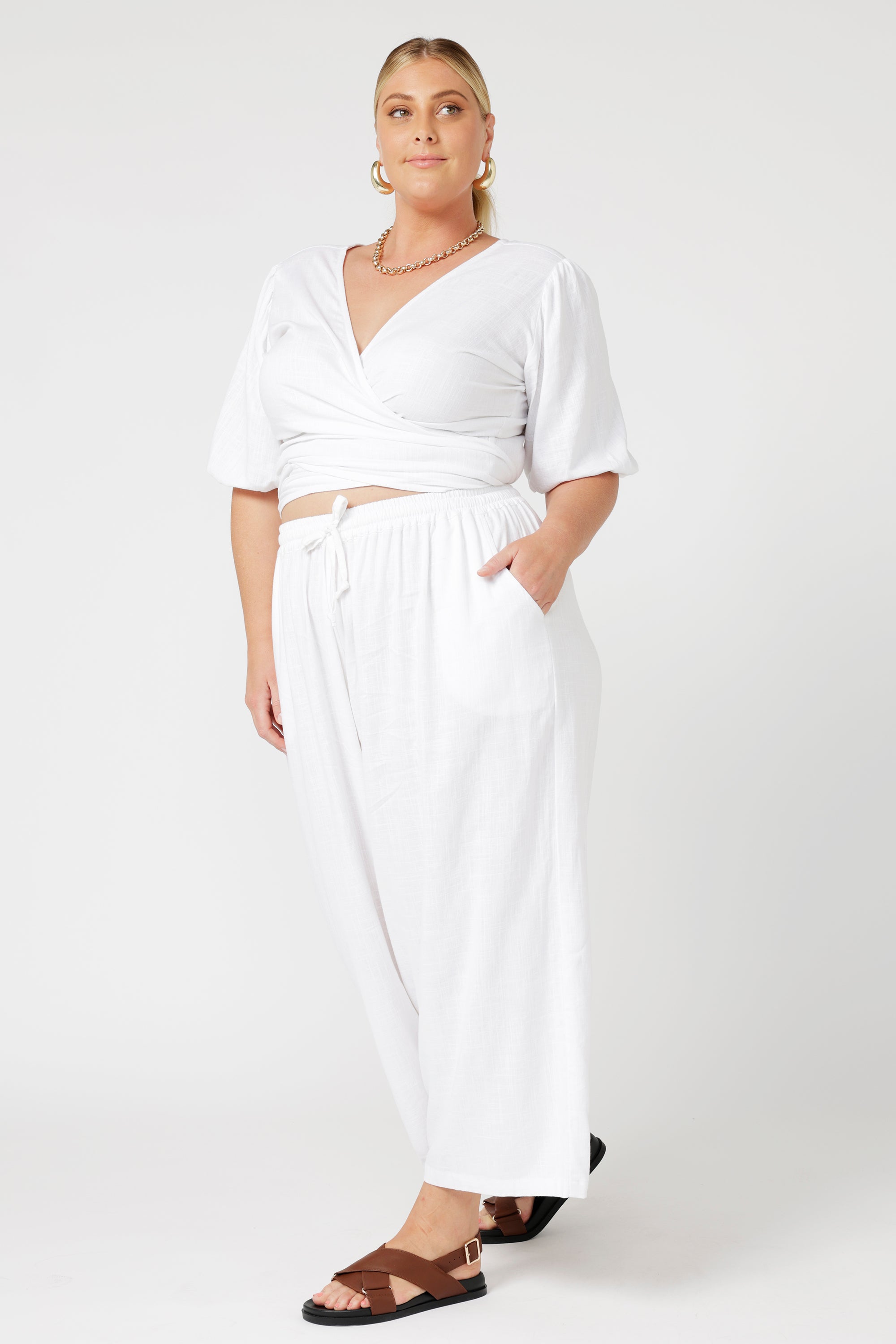 Wrap Me Up Top | White Linen - Saffron Road