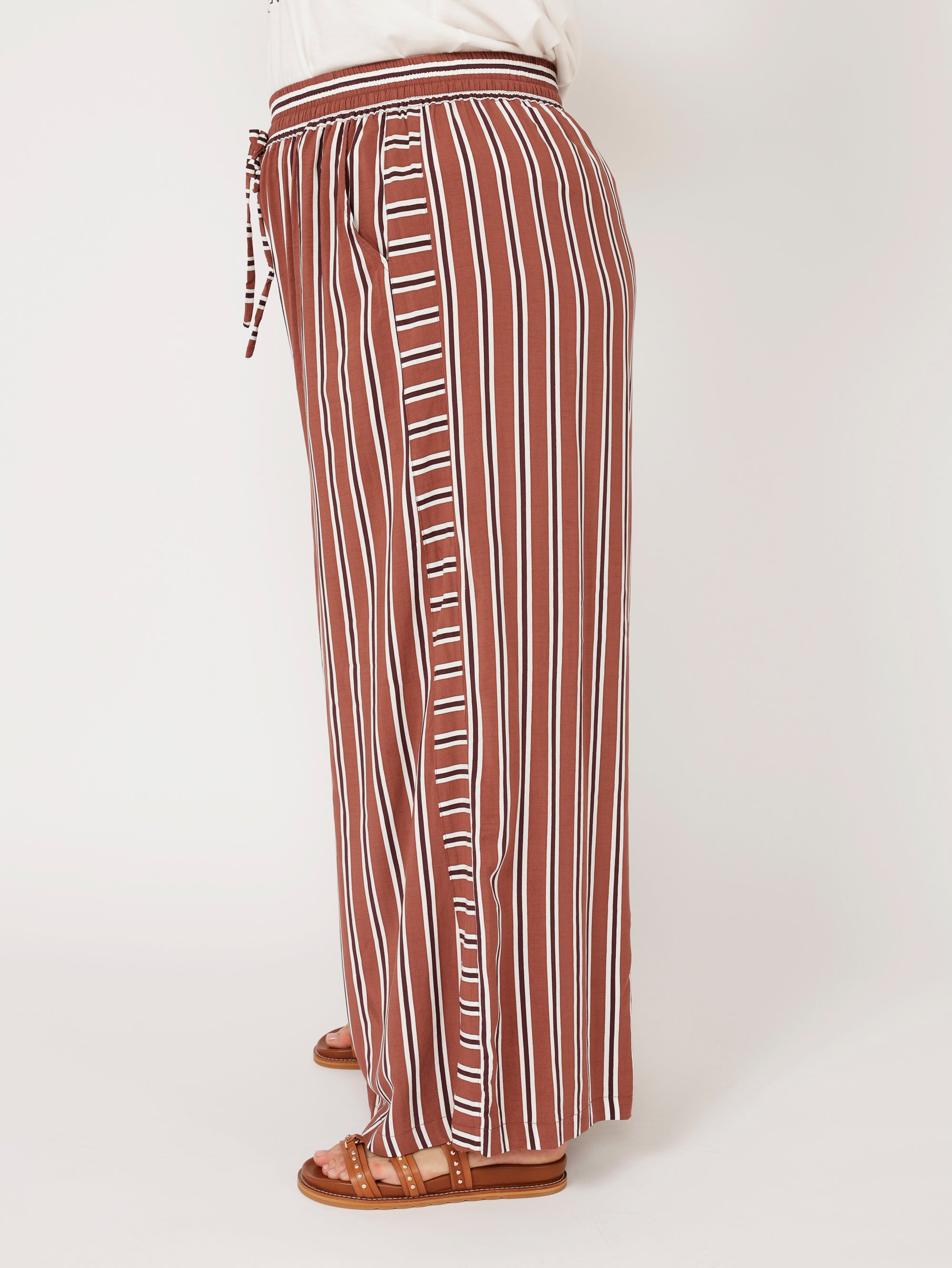 Palazzo Pant | Cocoa Stripe - Saffron Road