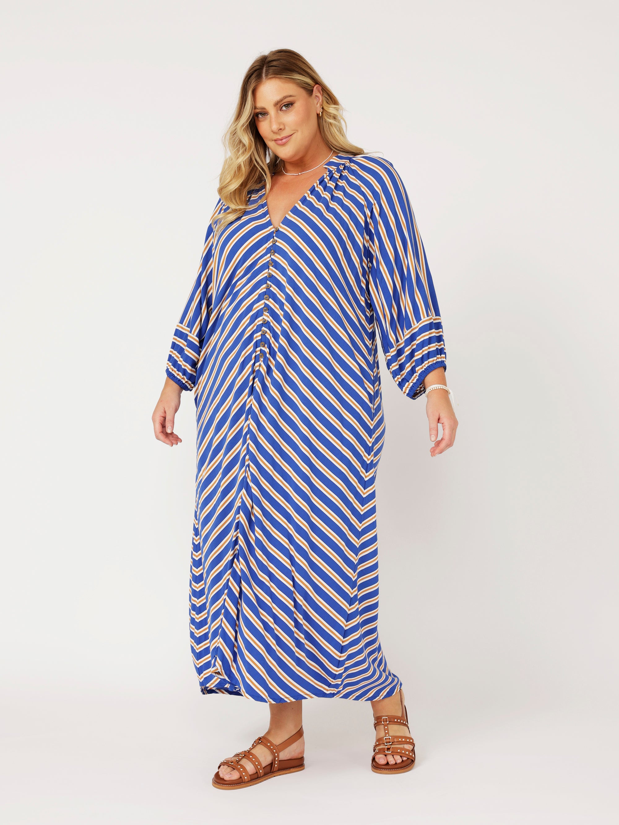Take Me Away Dress | Royal Blue Stripe - Saffron Road