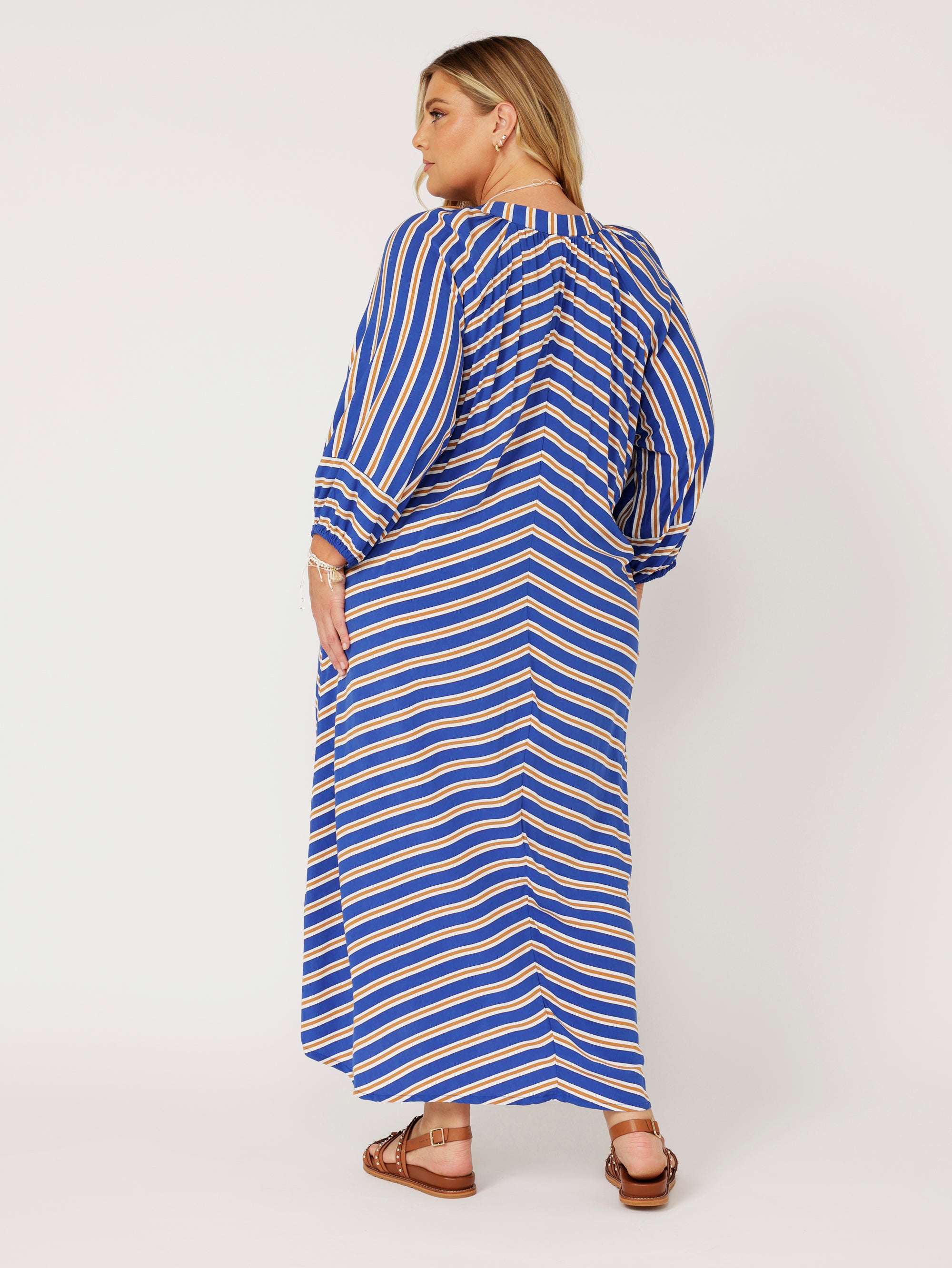 Take Me Away Dress | Royal Blue Stripe - Saffron Road