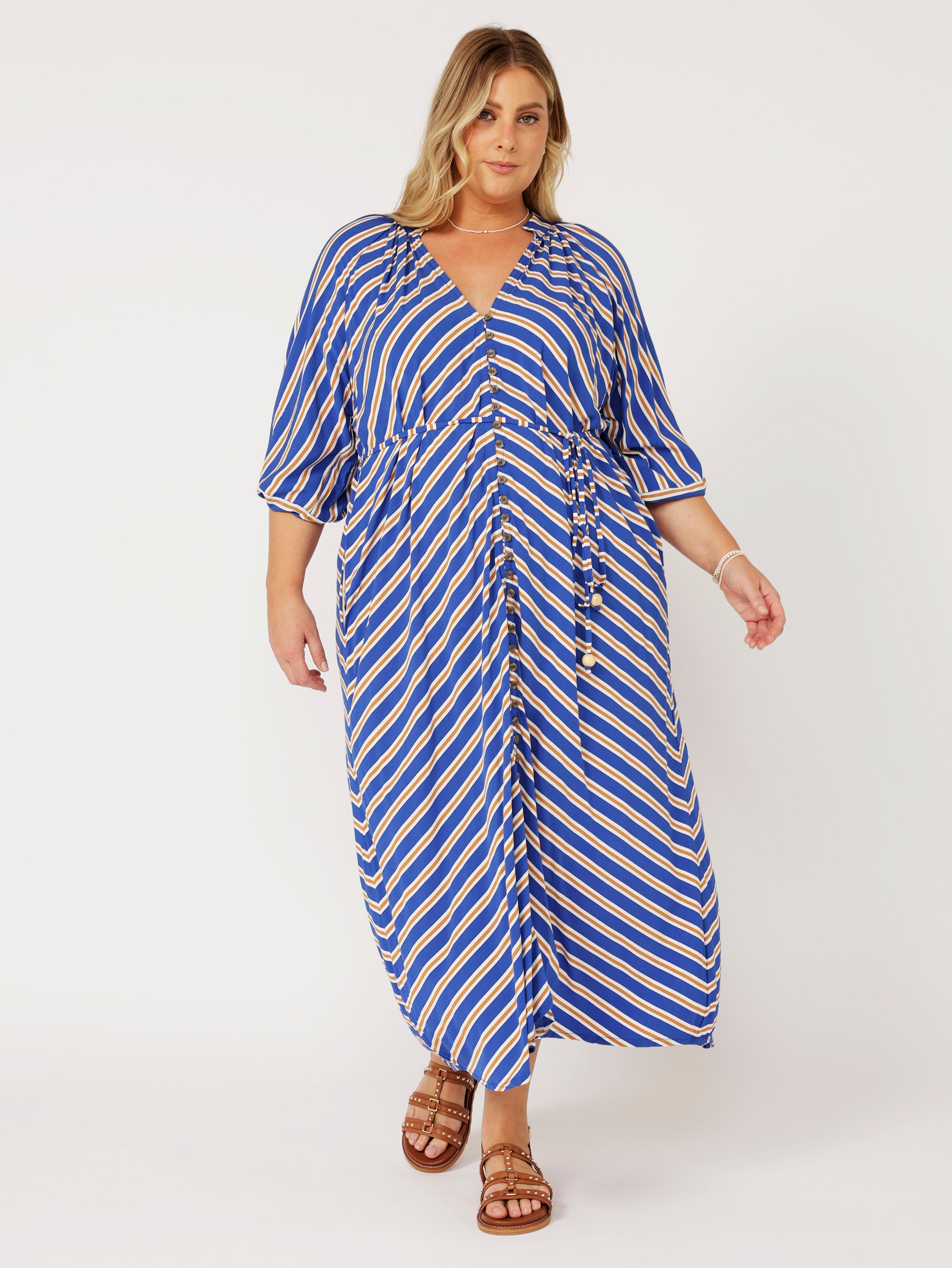 Take Me Away Dress | Royal Blue Stripe - Saffron Road