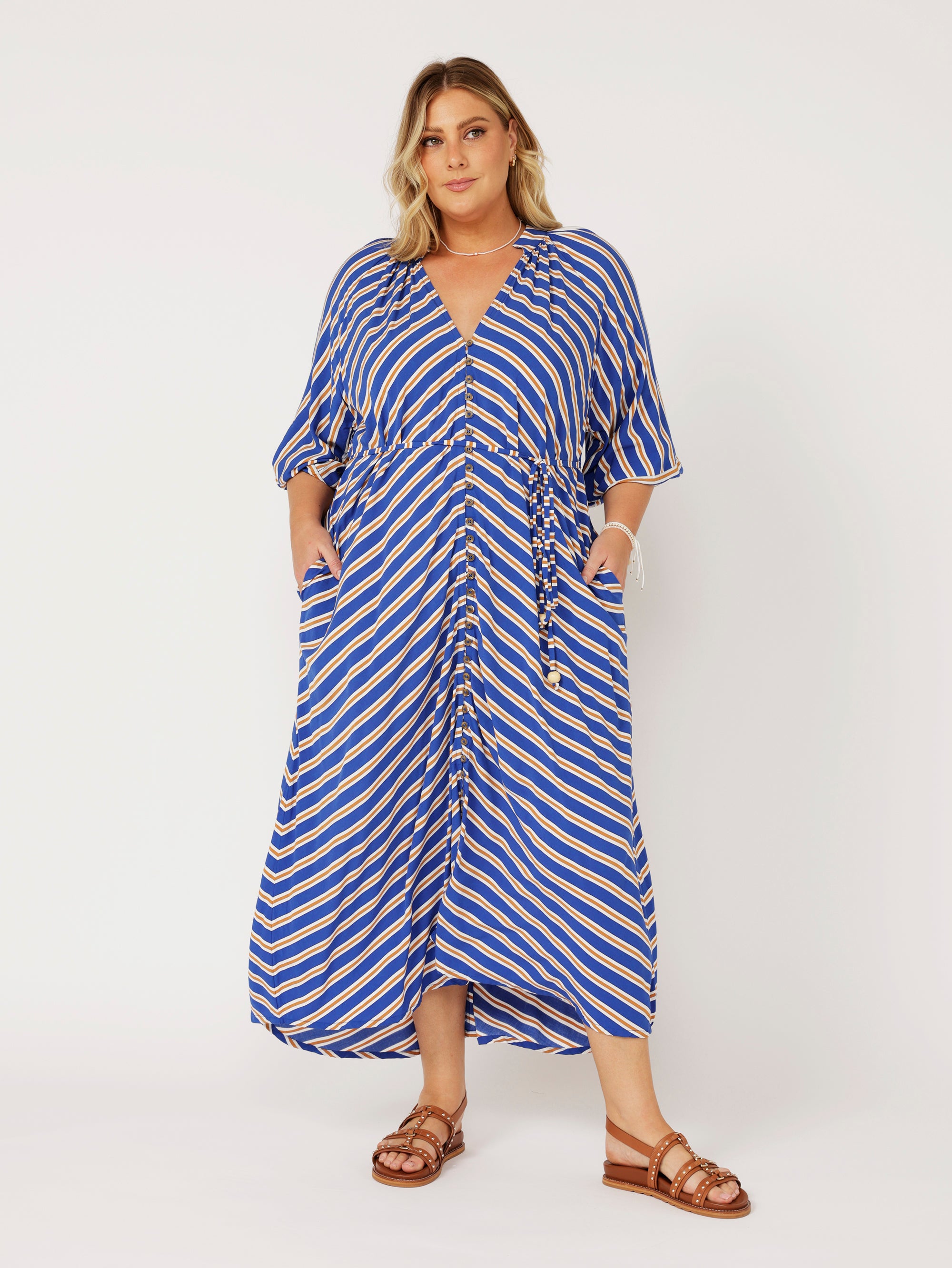 Take Me Away Dress | Royal Blue Stripe - Saffron Road
