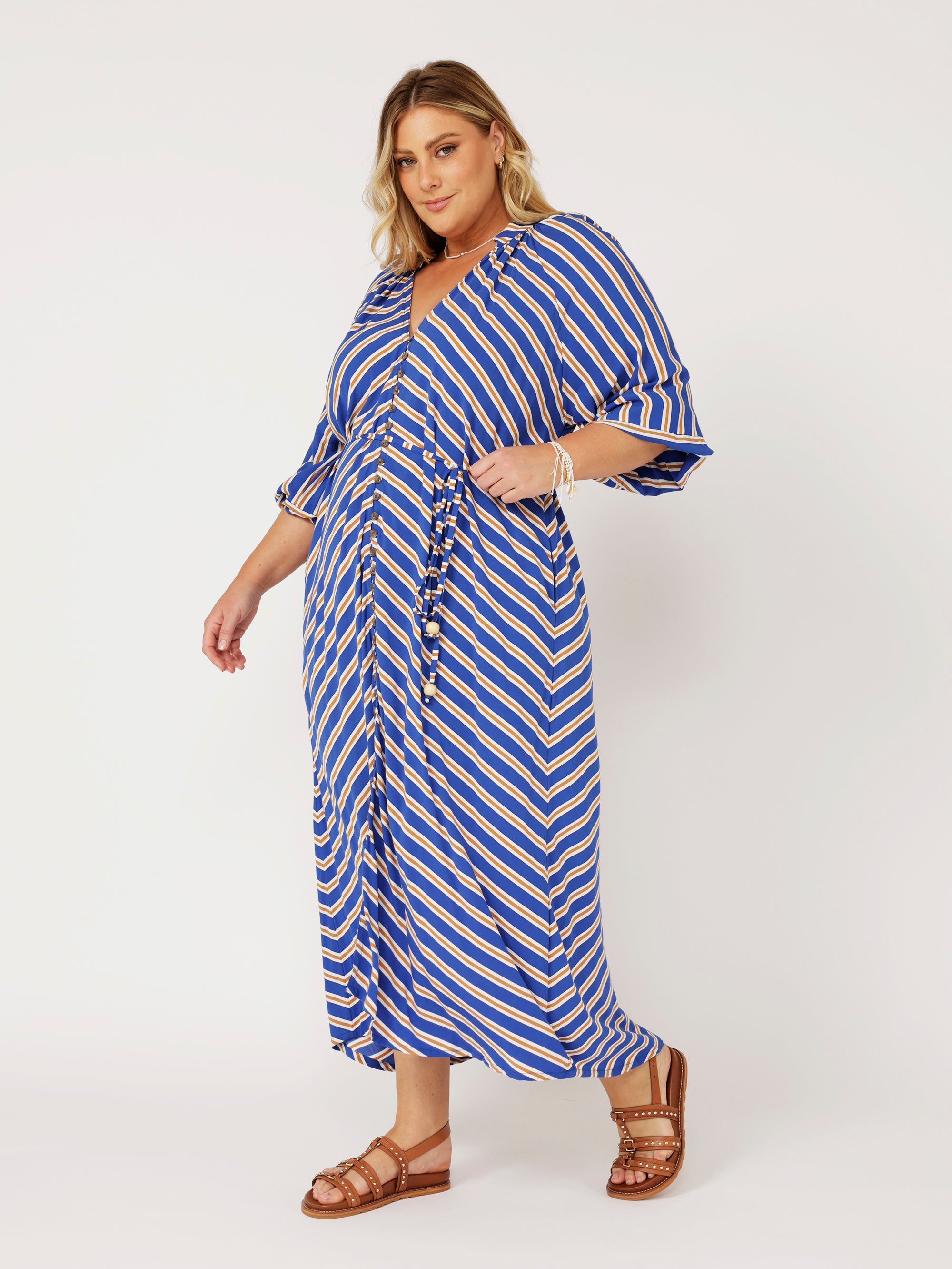 Take Me Away Dress | Royal Blue Stripe - Saffron Road