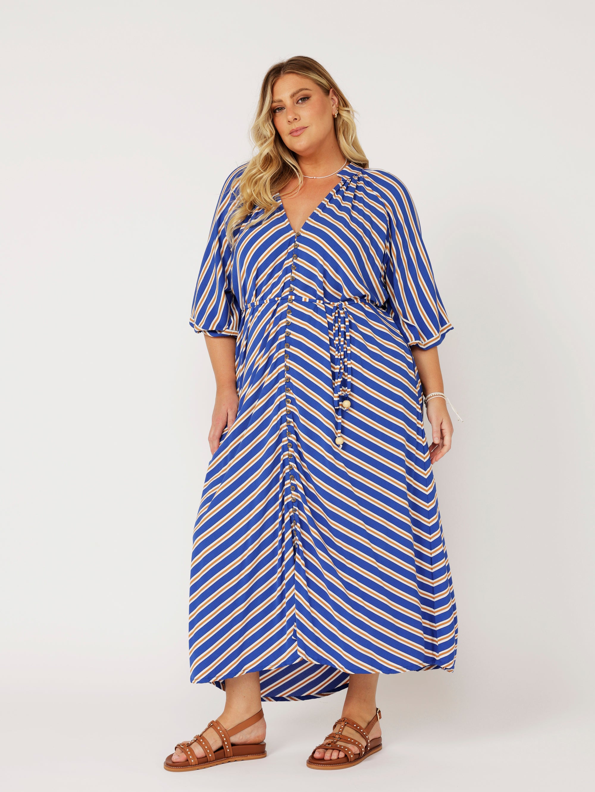 Take Me Away Dress | Royal Blue Stripe - Saffron Road