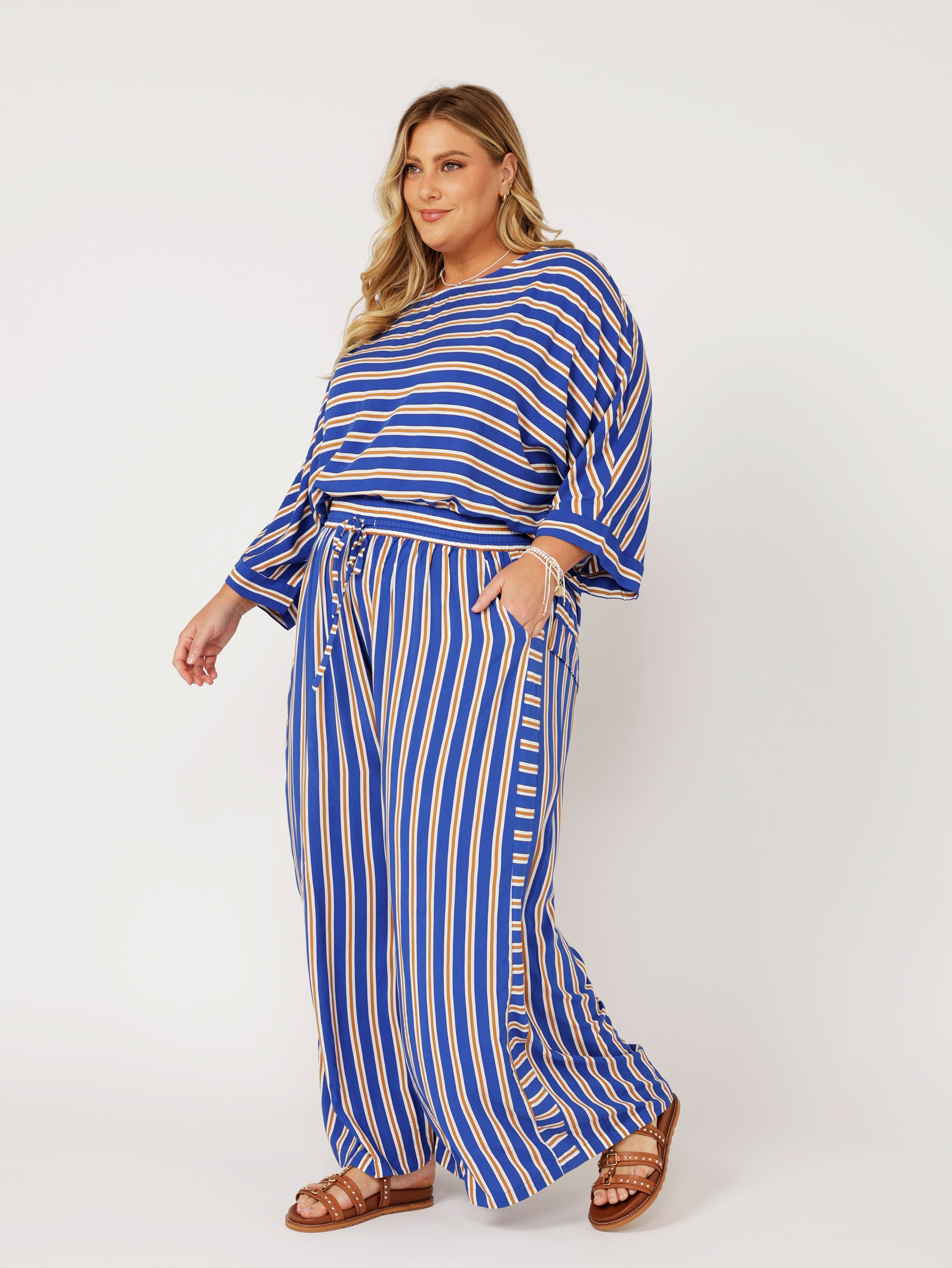 Brooke Top | Royal Blue Stripe - Saffron Road