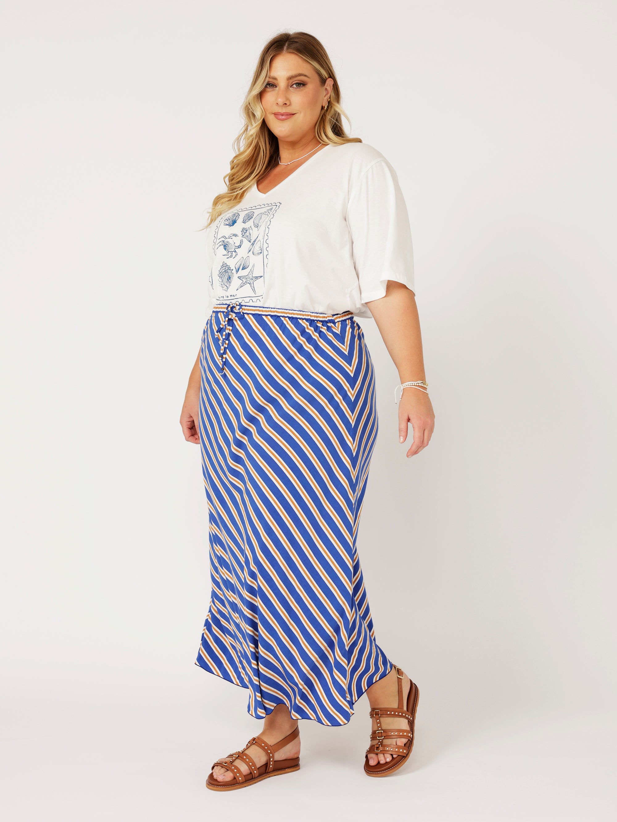 Violet Skirt | Royal Blue Stripe - Saffron Road