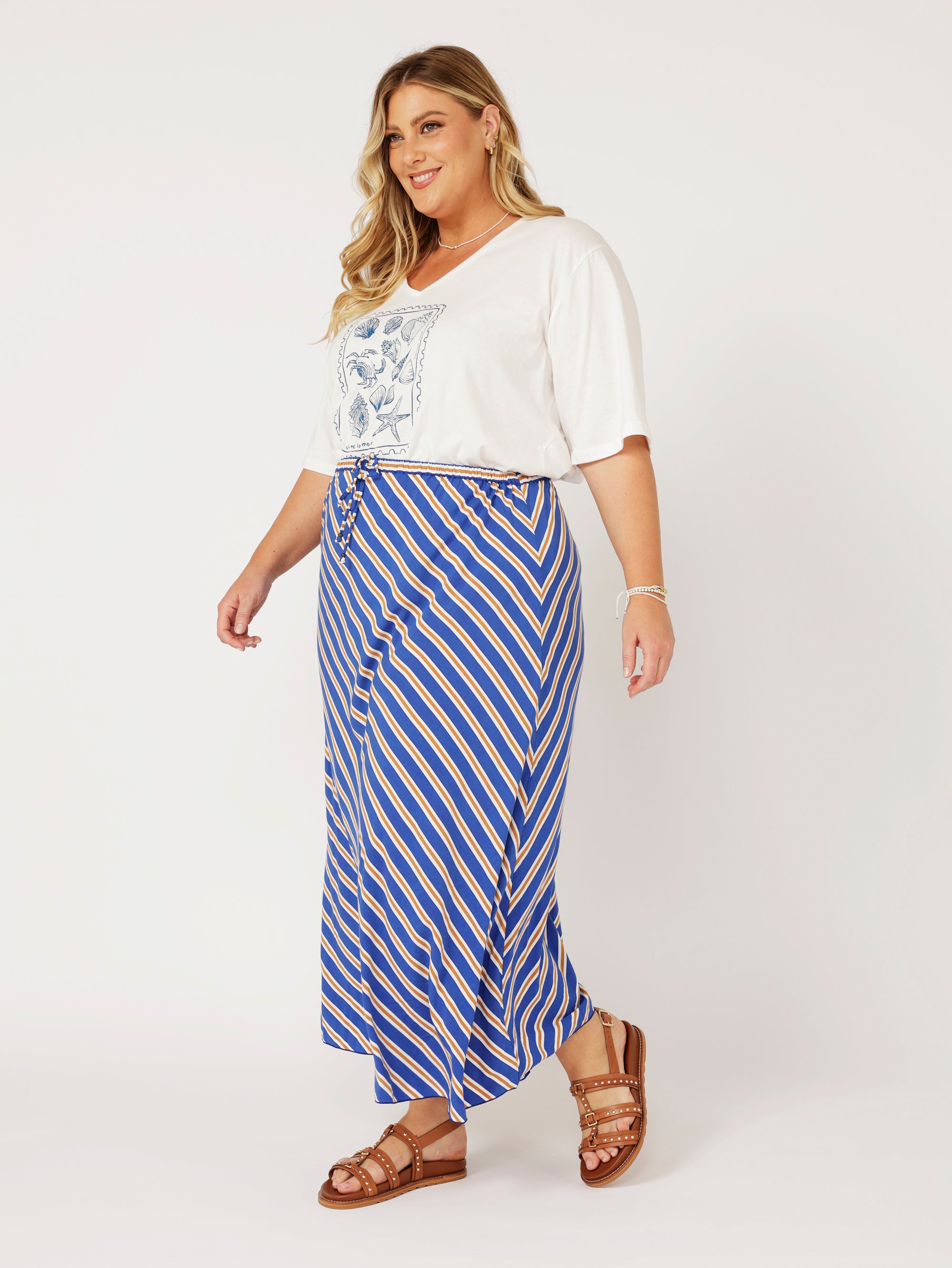 Violet Skirt | Royal Blue Stripe - Saffron Road