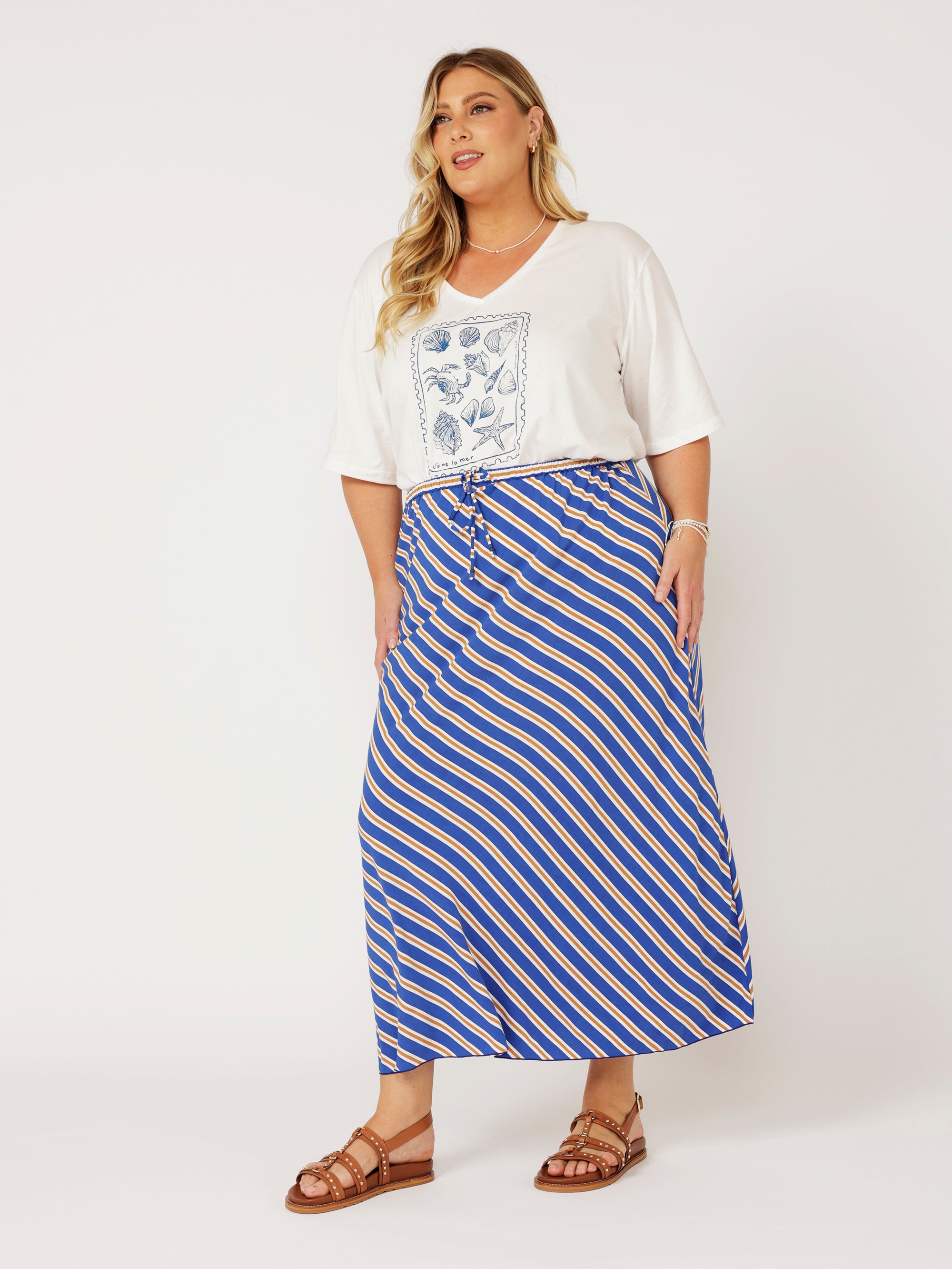 V Neck Tee | Sea Shells - Saffron Road