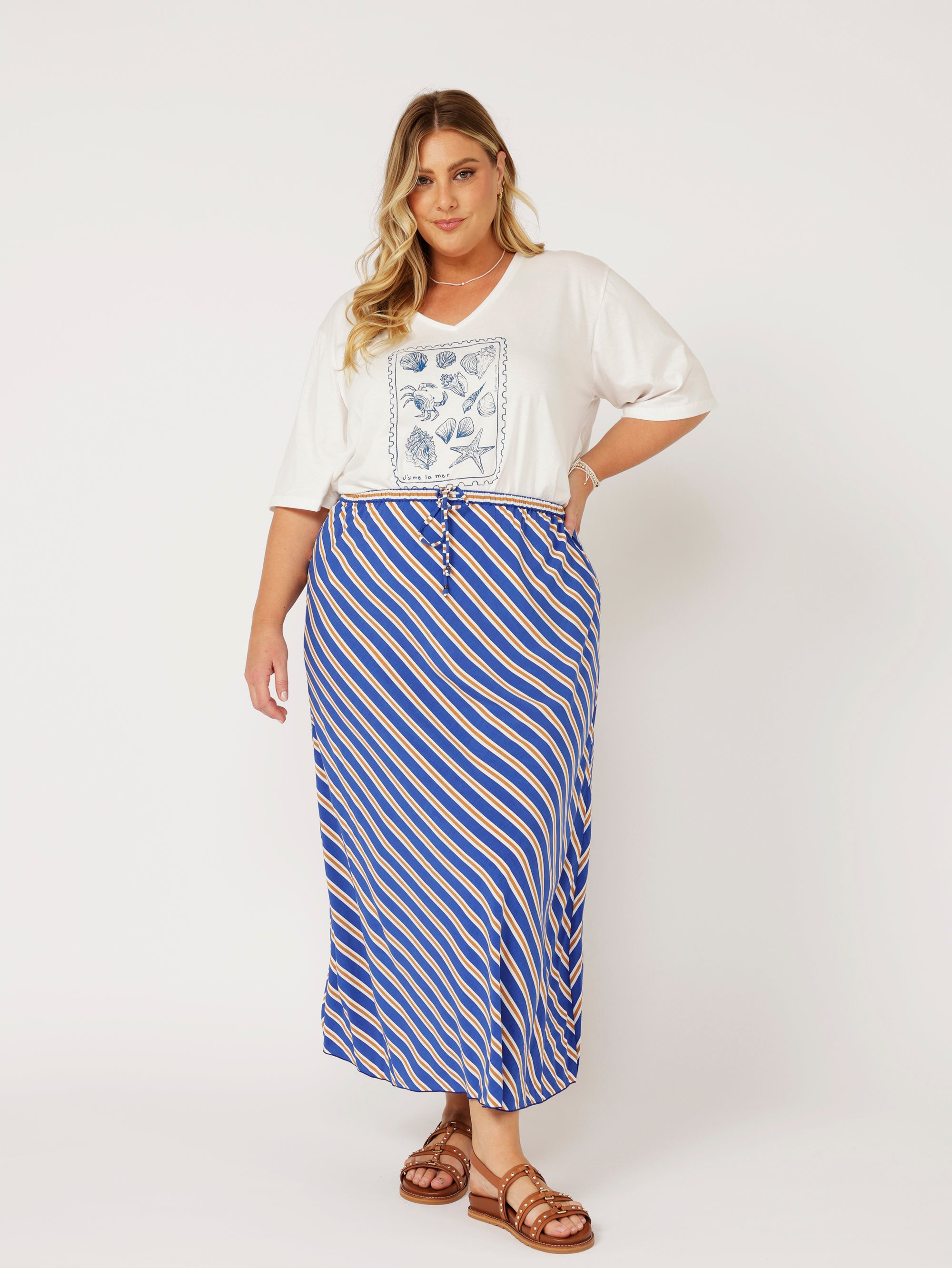 Violet Skirt | Royal Blue Stripe - Saffron Road