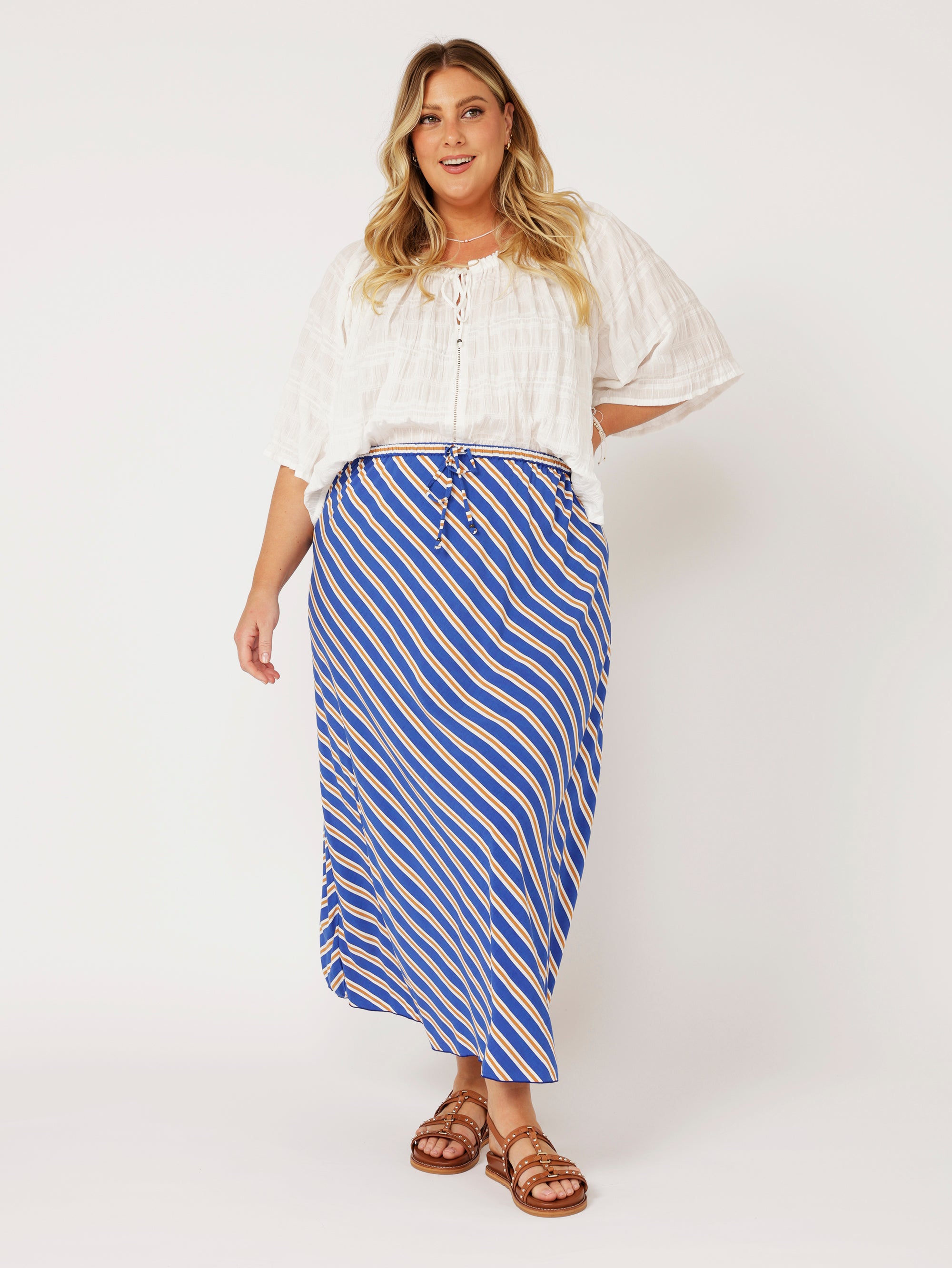 Violet Skirt | Royal Blue Stripe - Saffron Road