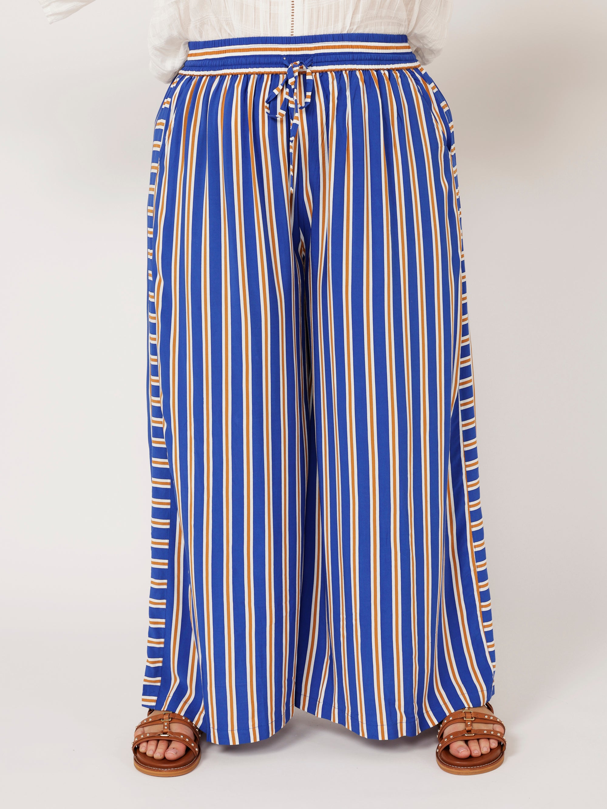 Palazzo Pant | Royal Blue Stripe - Saffron Road