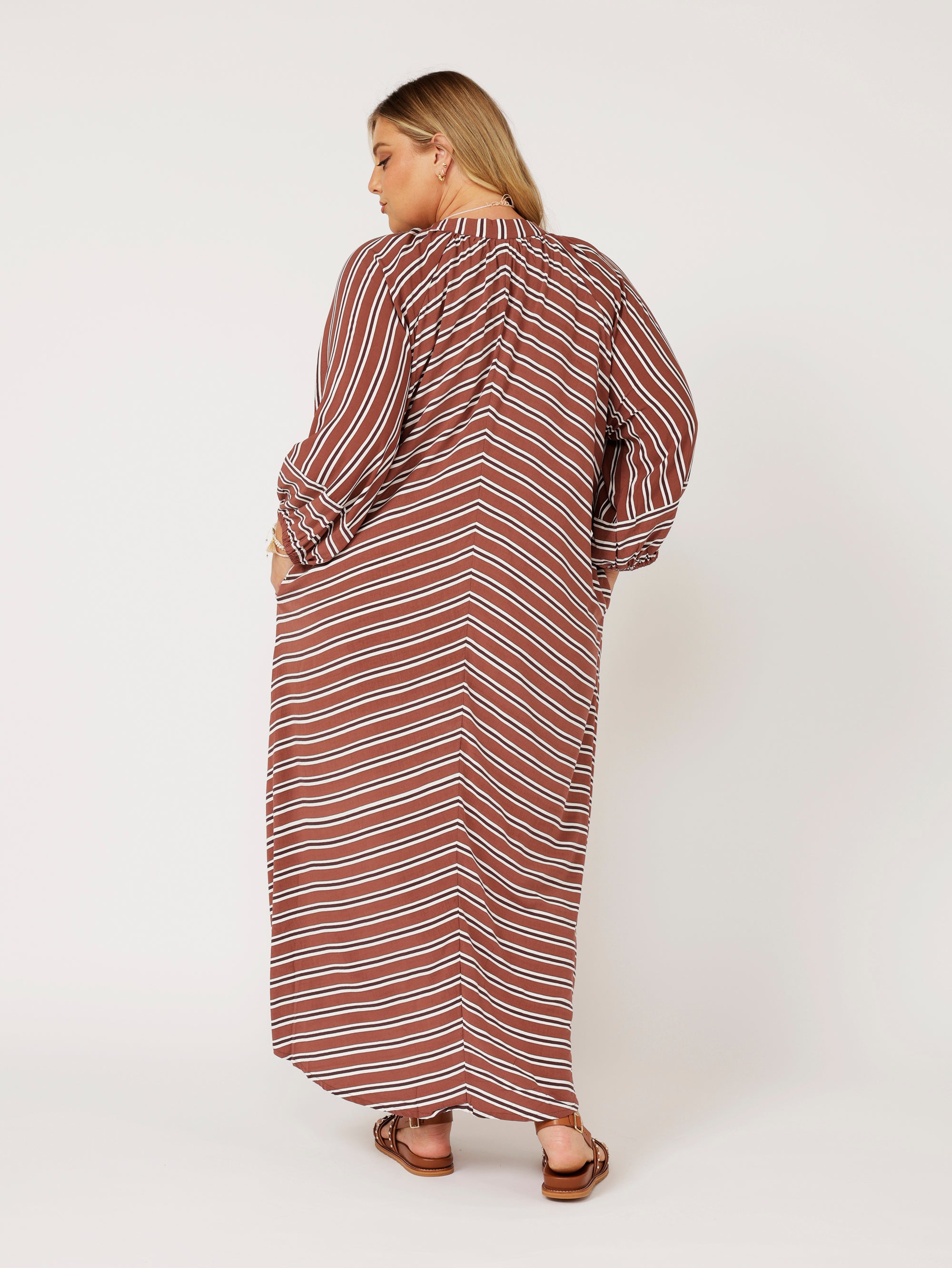 Take Me Away Dress | Cocoa Stripe - Saffron Road