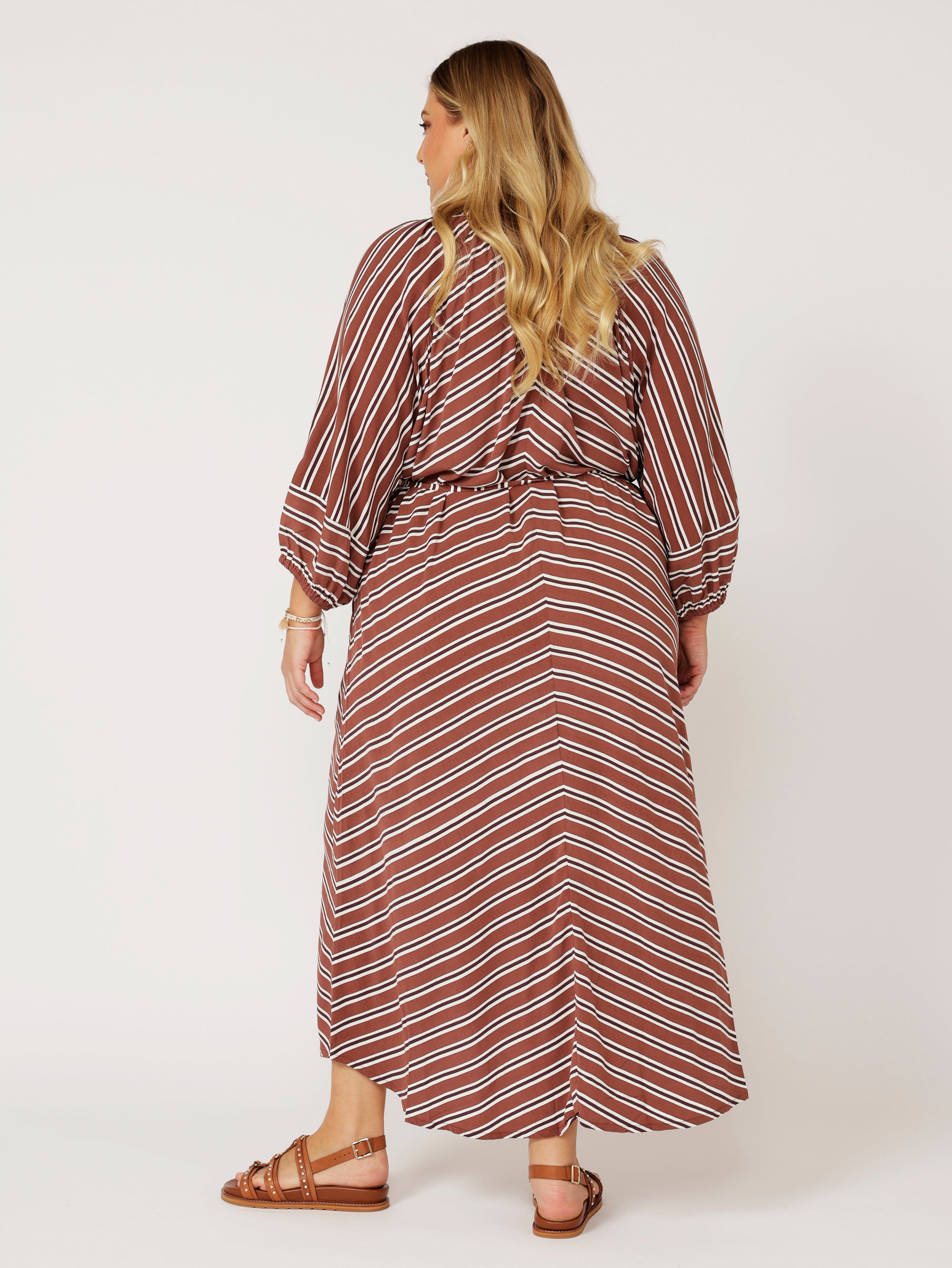 Take Me Away Dress | Cocoa Stripe - Saffron Road
