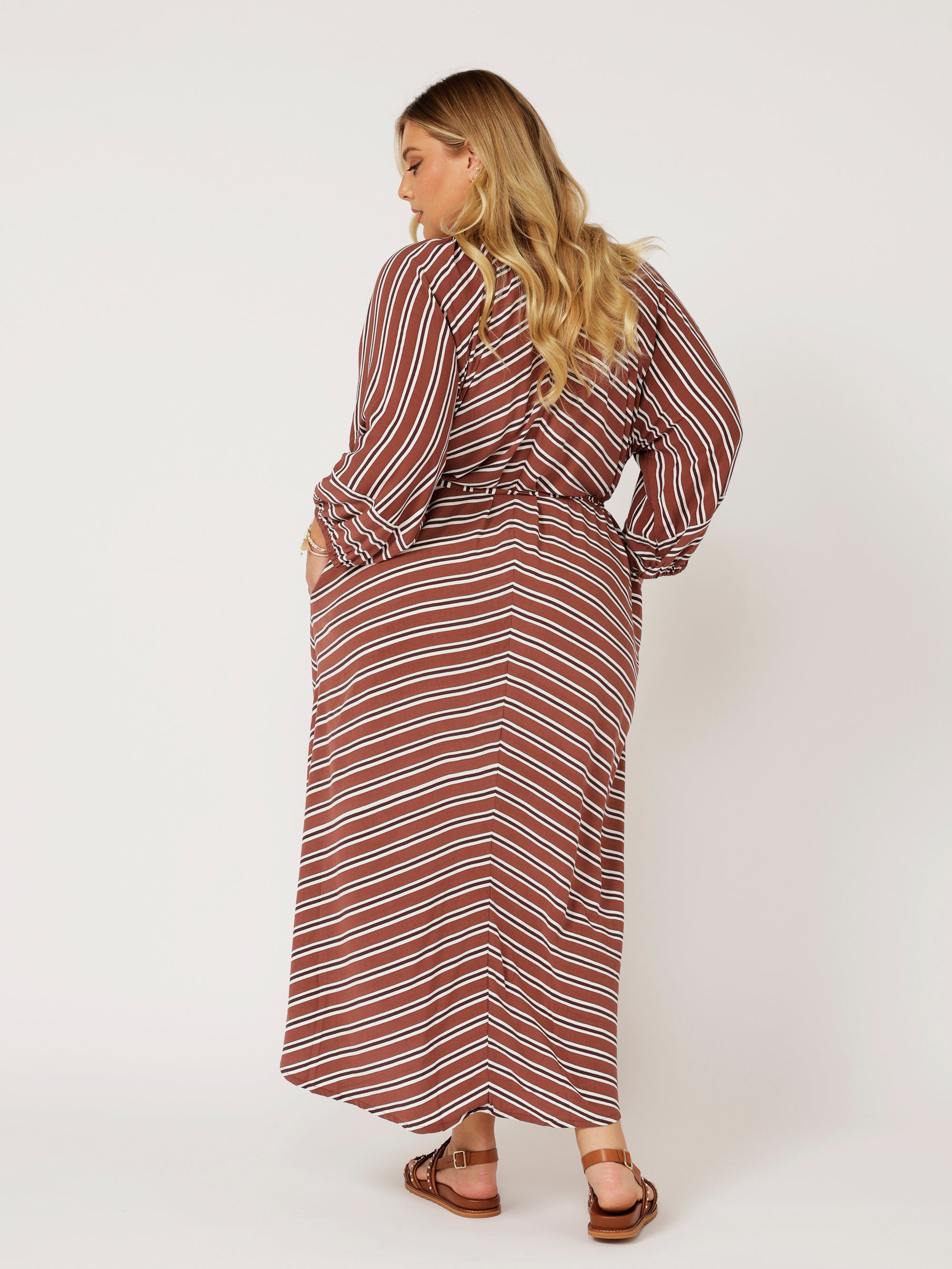 Take Me Away Dress | Cocoa Stripe - Saffron Road