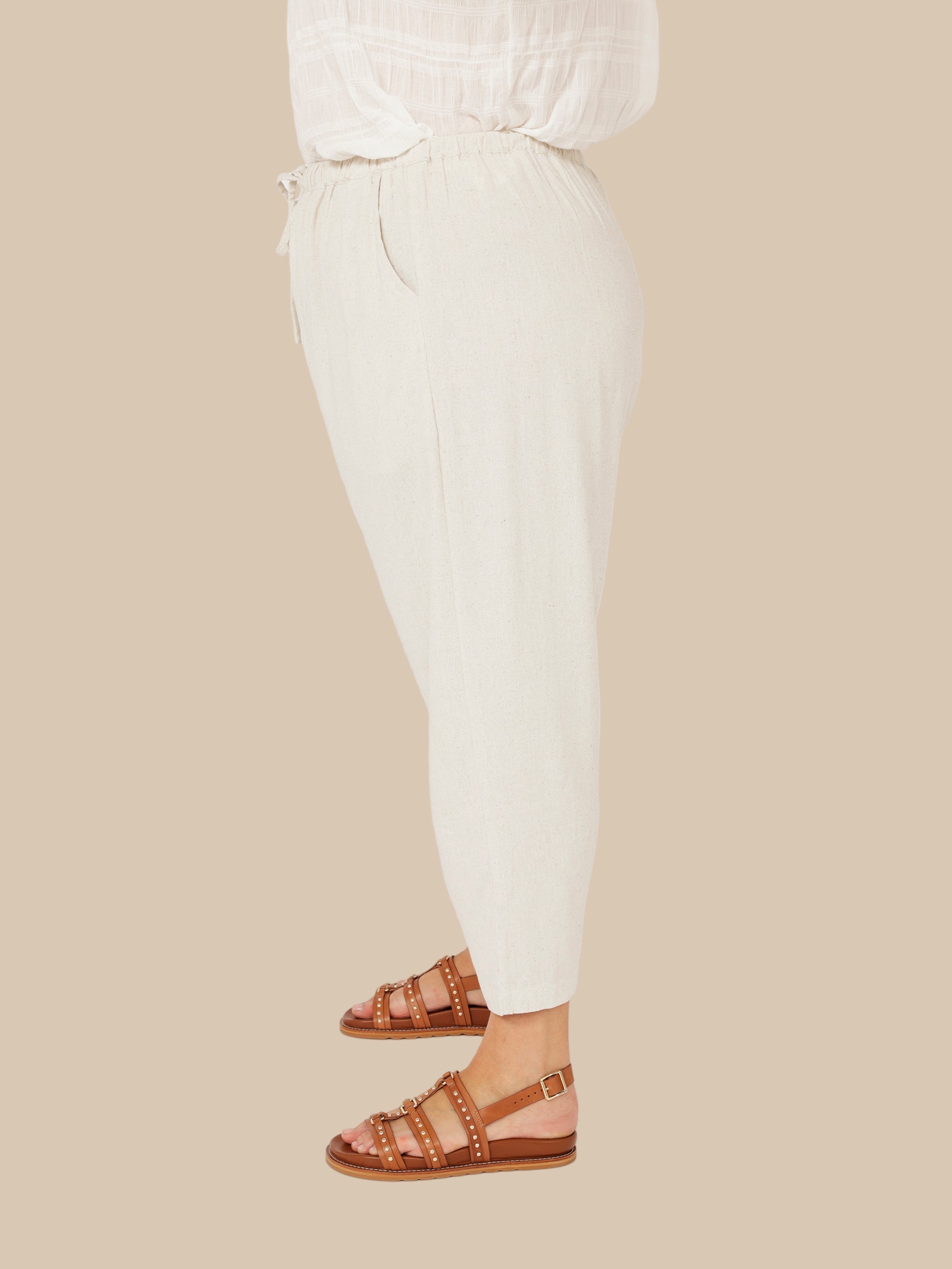 Slouch Pant | Natural | Linen Viscose - Saffron Road