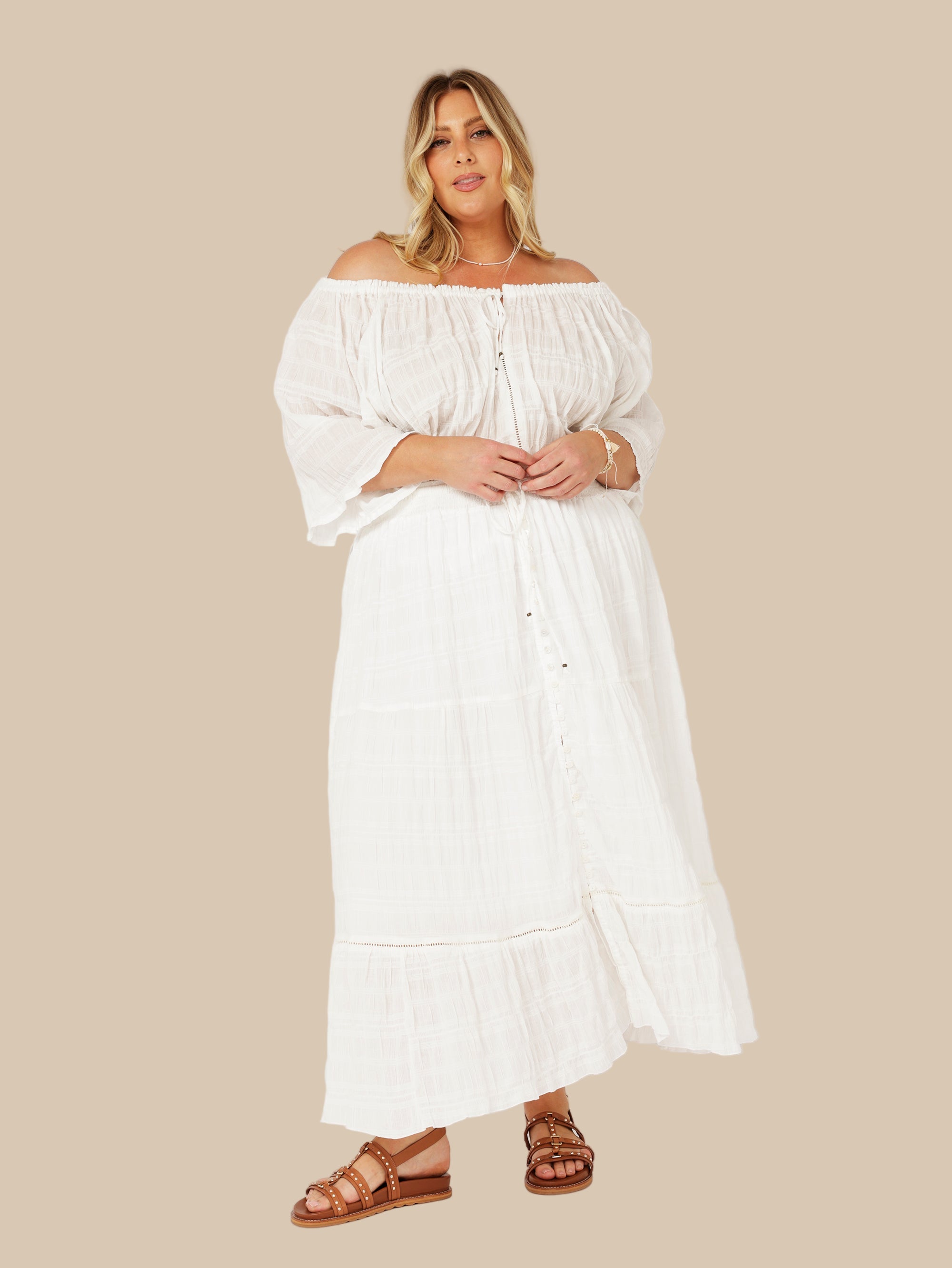 Chloe Skirt | Waffle Ecru