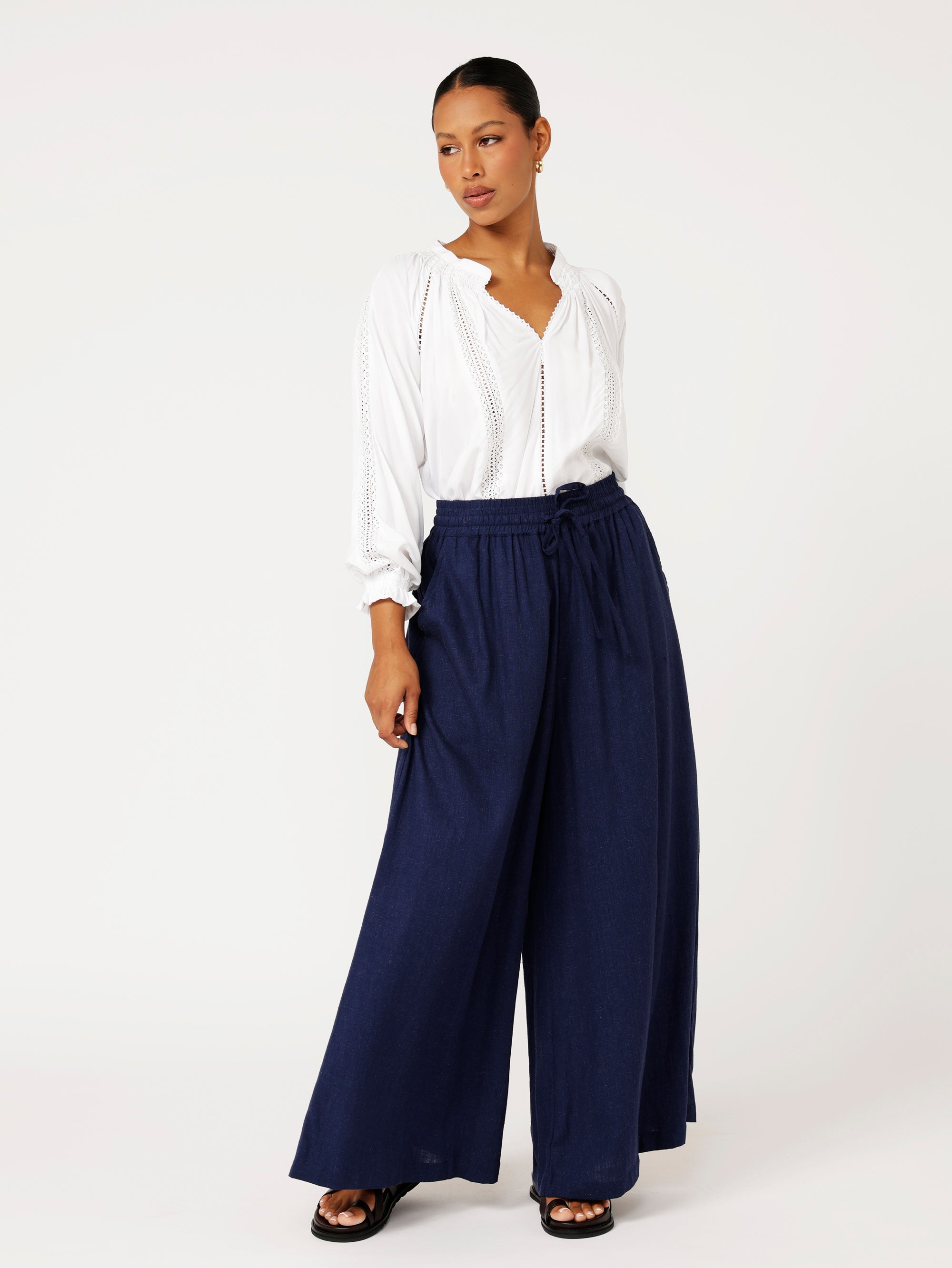 Palazzo Pant | Navy | Linen Viscose