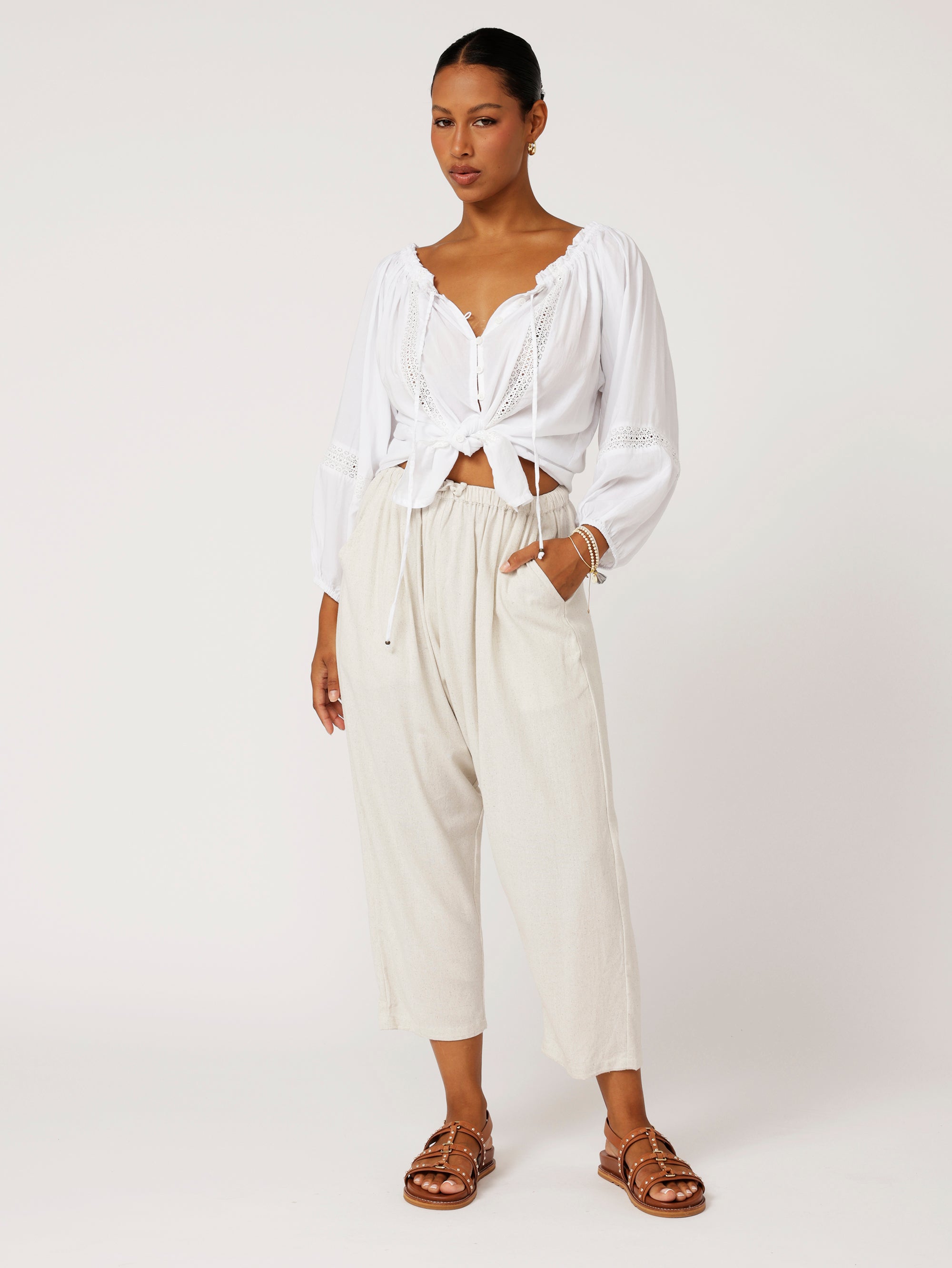 Slouch Pant | Natural | Linen Viscose