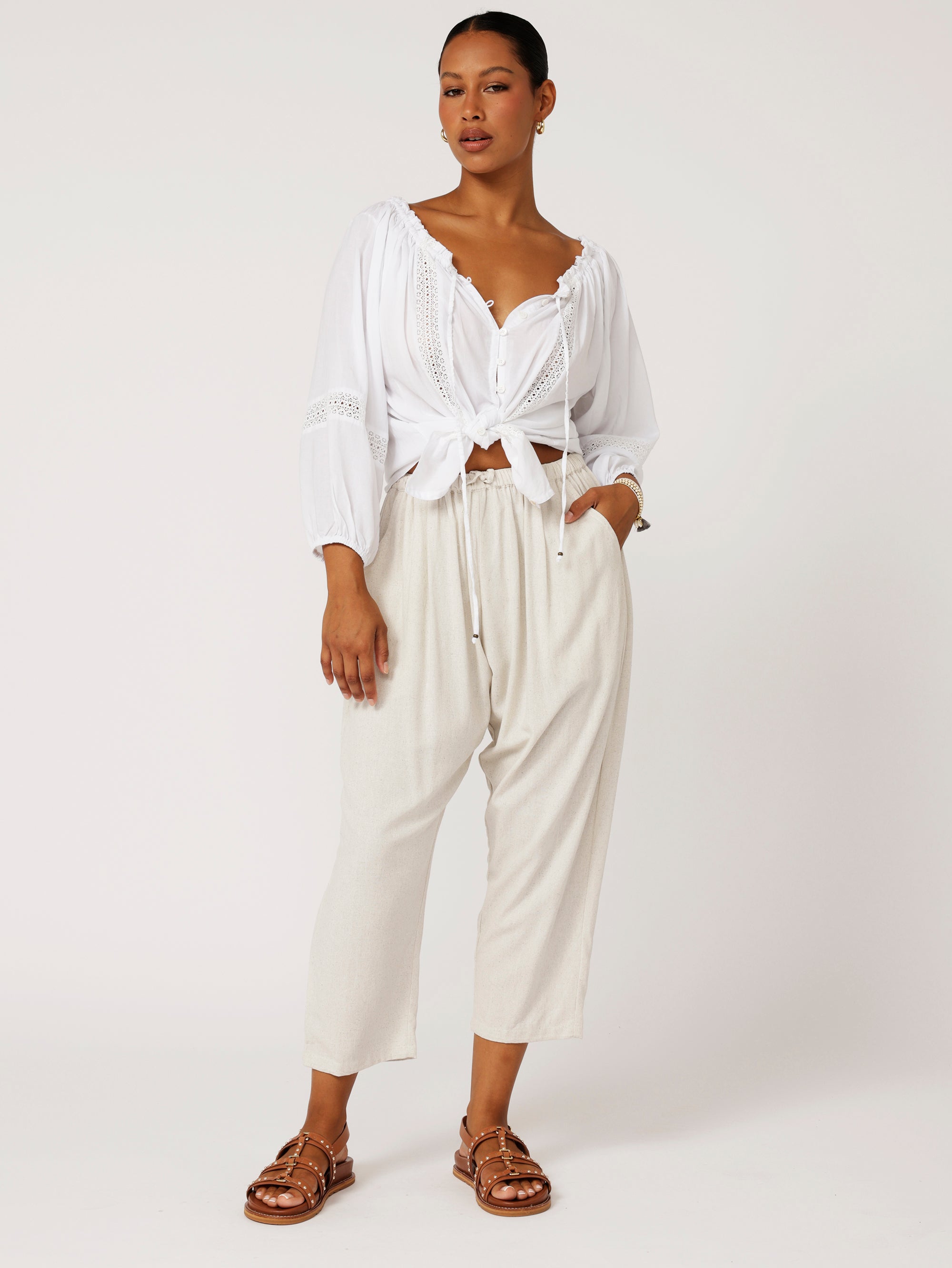 Slouch Pant | Natural | Linen Viscose