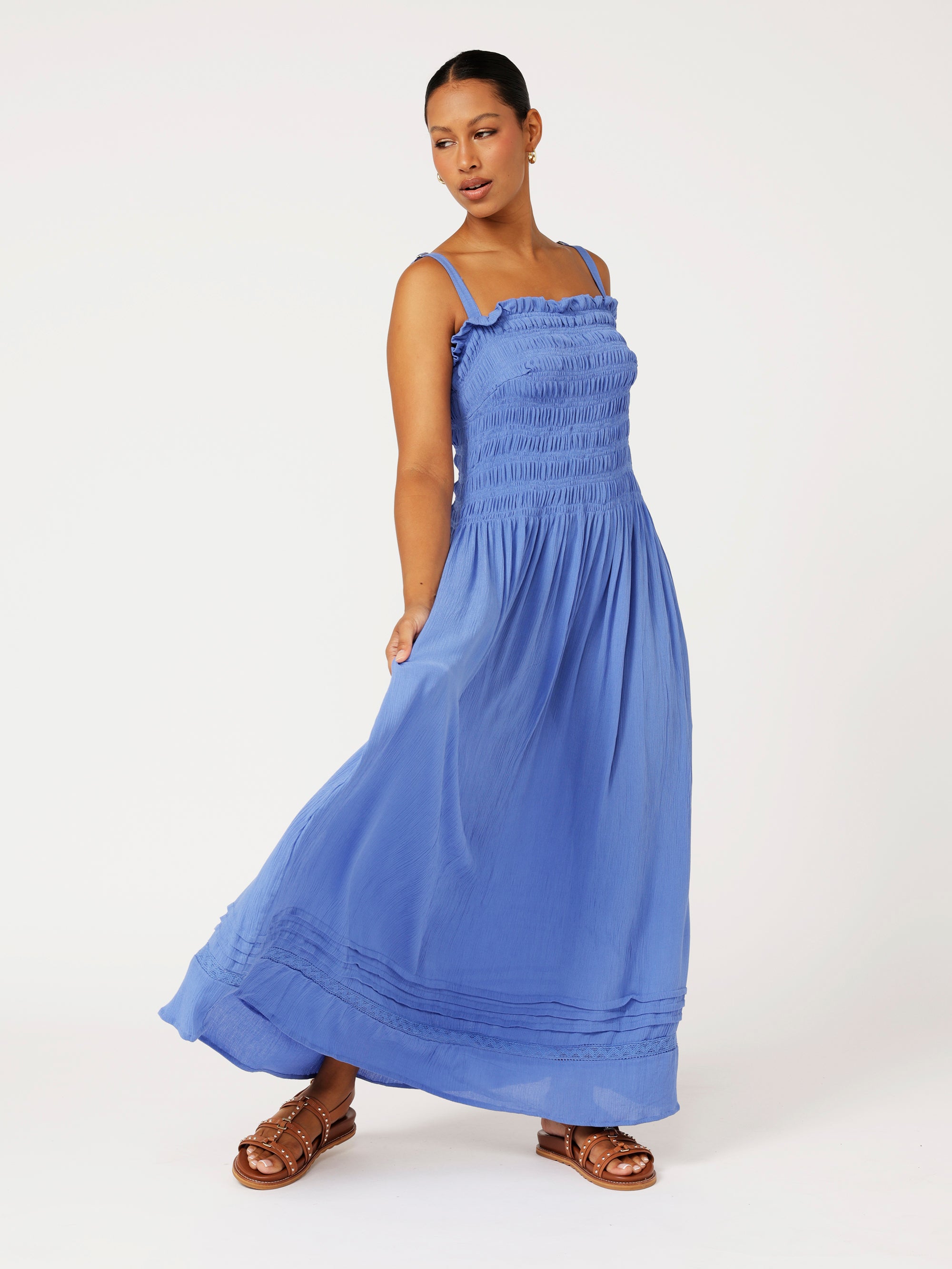 Saffron Road | Sunset Dress | Cornflower Crinkle Size 2