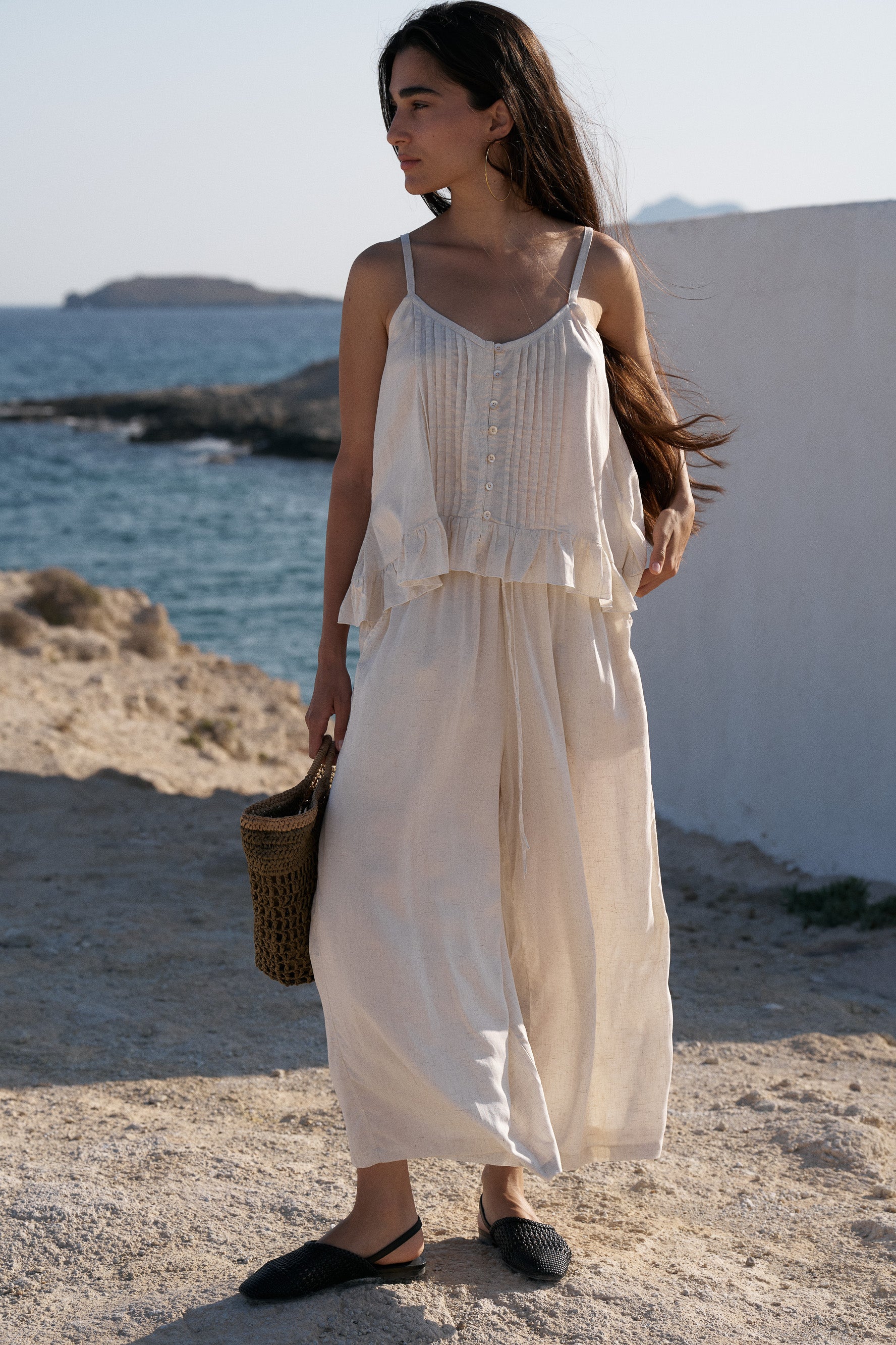 Lily Rose Cropped Singlet | Natural - Saffron Road