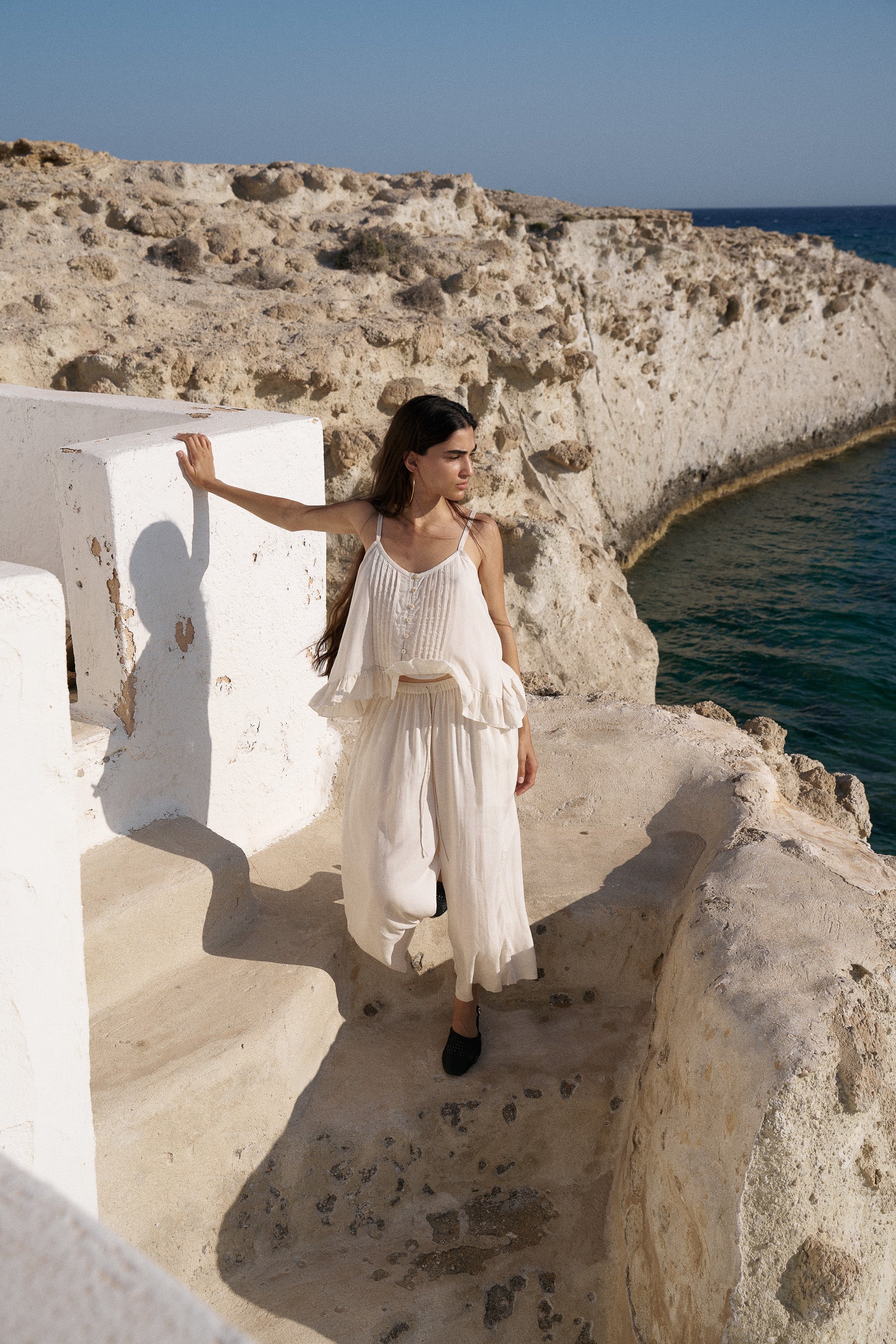 Lily Rose Cropped Singlet | Natural - Saffron Road