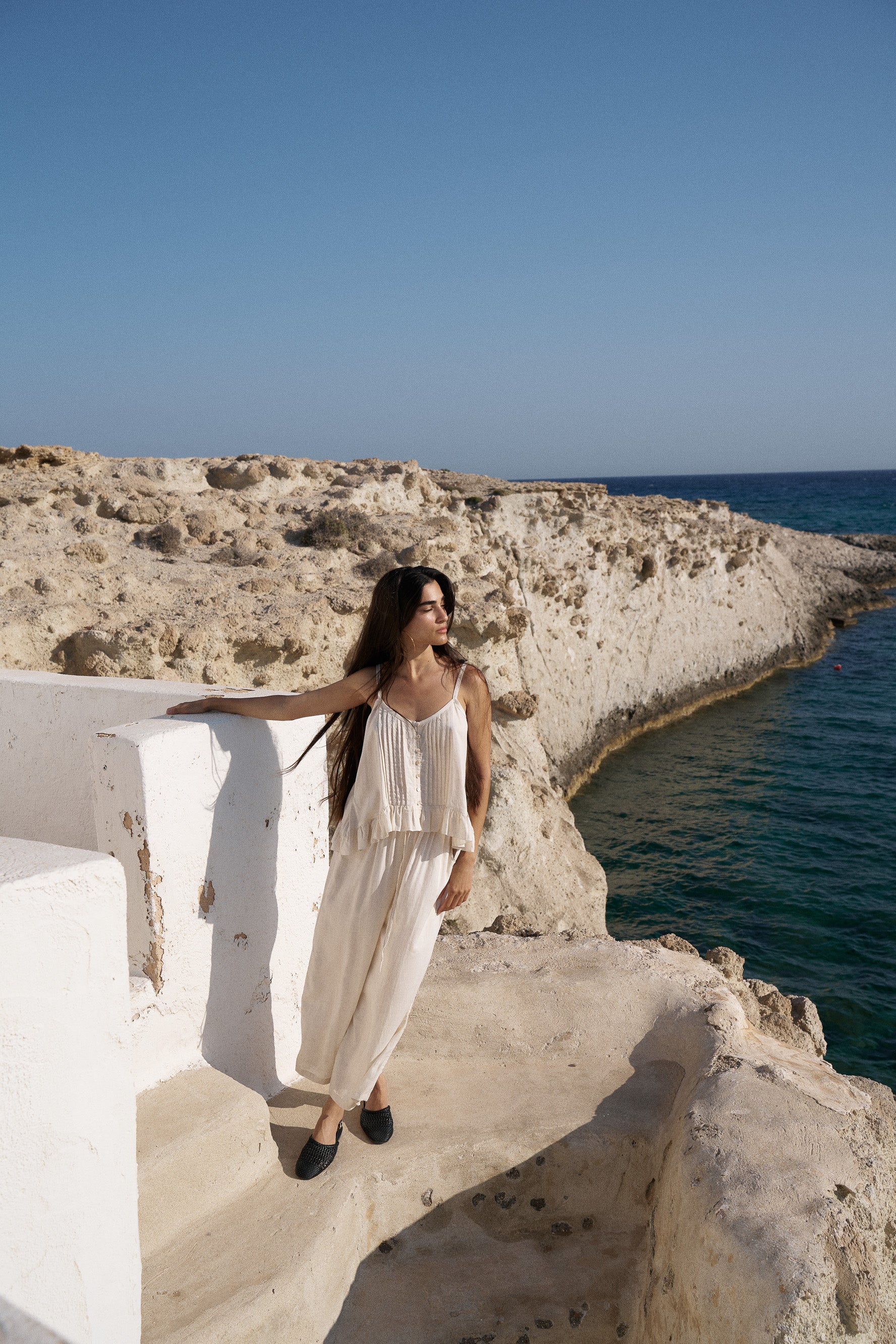 Lily Rose Cropped Singlet | Natural - Saffron Road