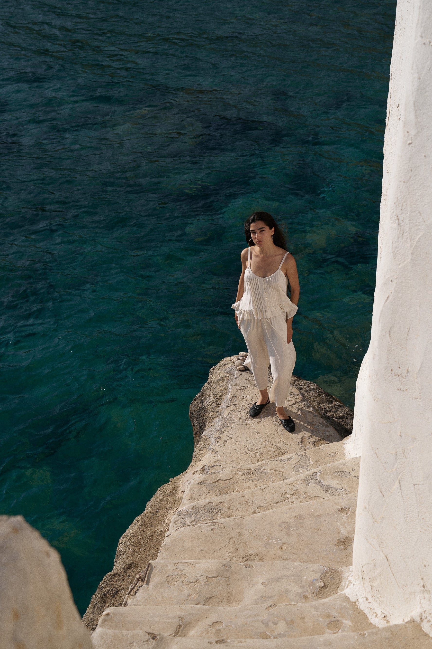 Lily Rose Cropped Singlet | Natural - Saffron Road