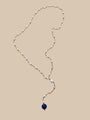 Necklace 21 | LONG - Freshwater Pearl with Agate Stone Blue - Saffron Road