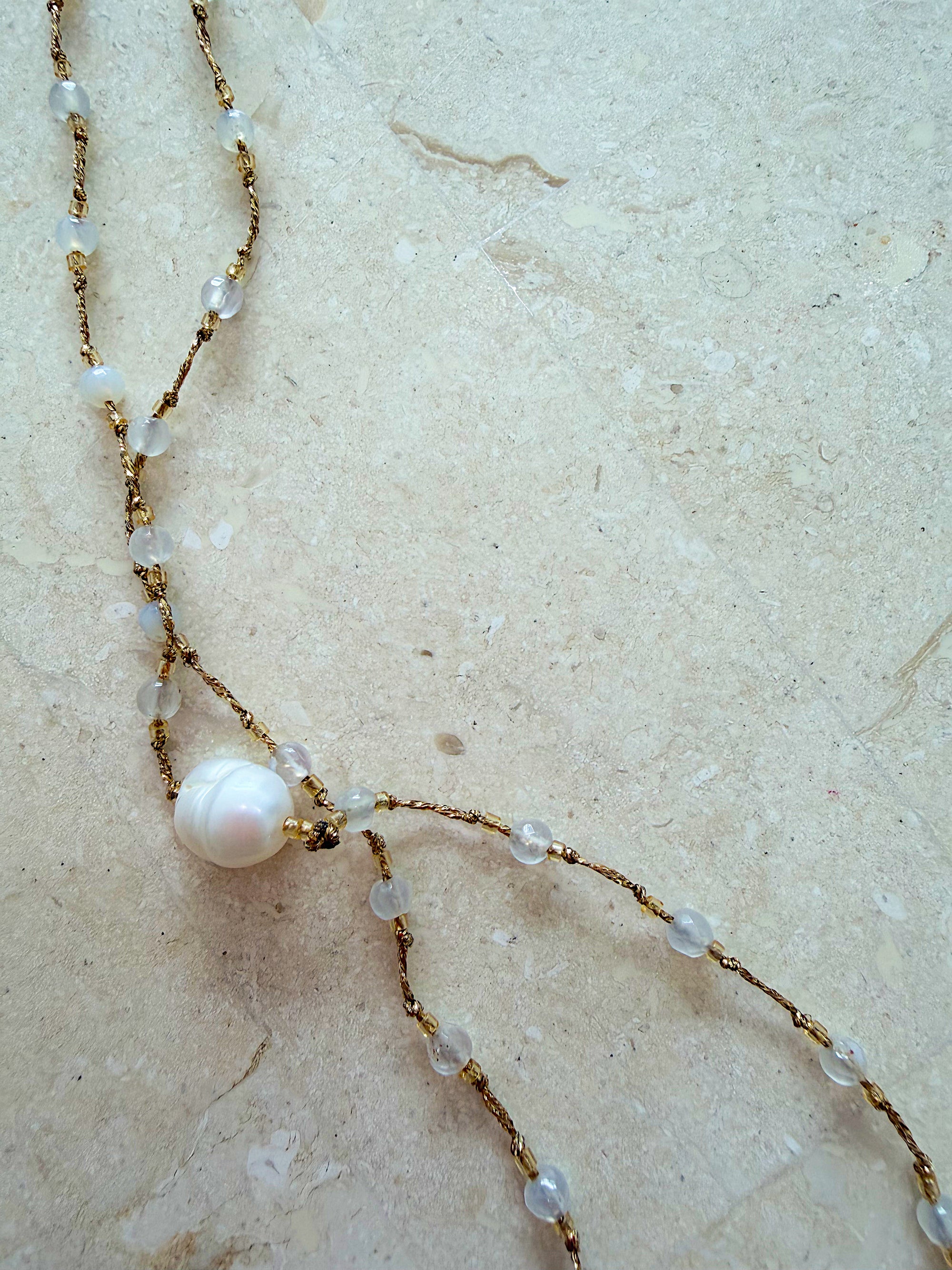 Necklace 23 | LONG - Stones with Freshwater Pearl