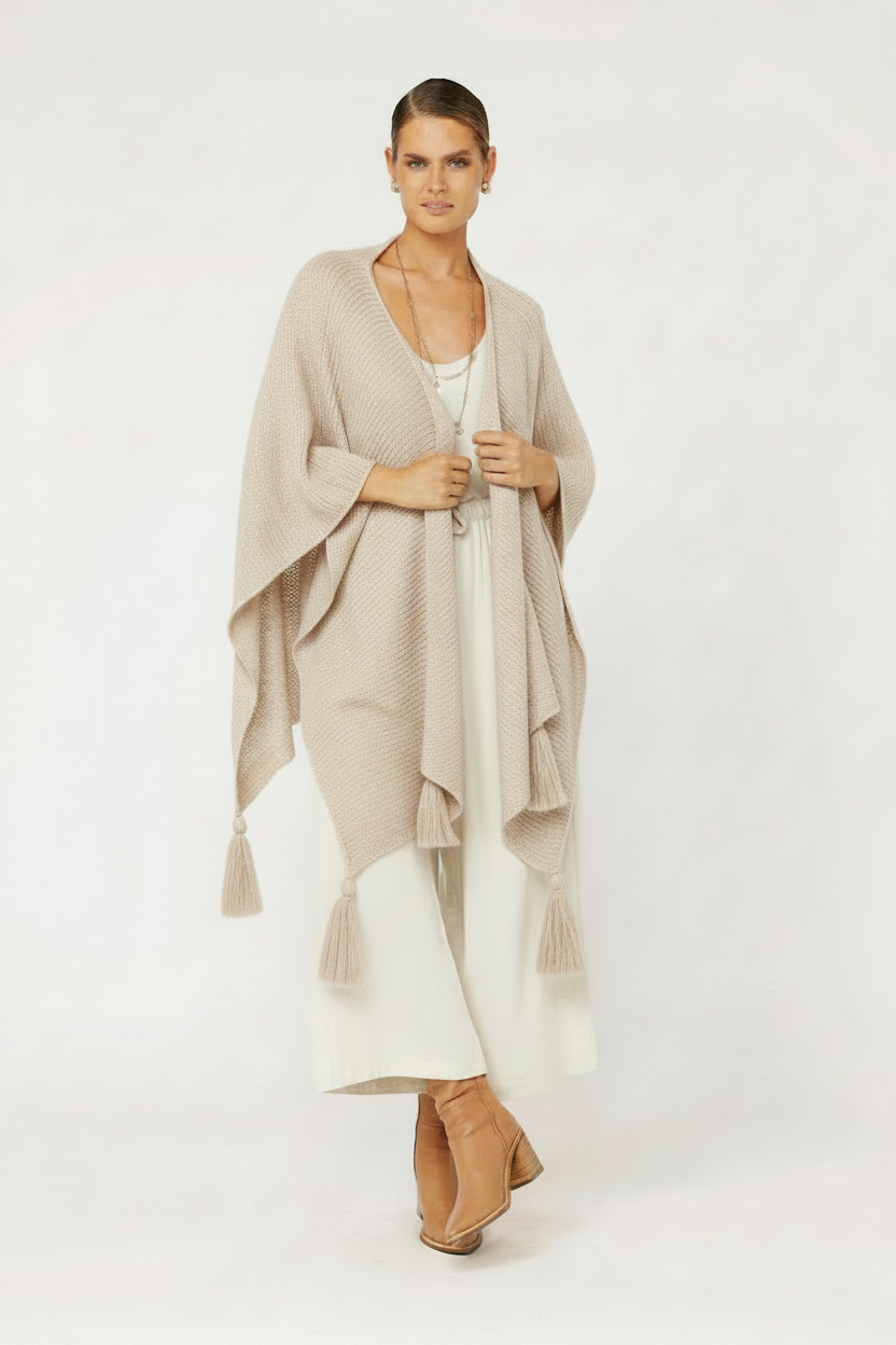 Mohair Shawl Wrap Natural | Hand-Knitted Luxury | Saffron Road