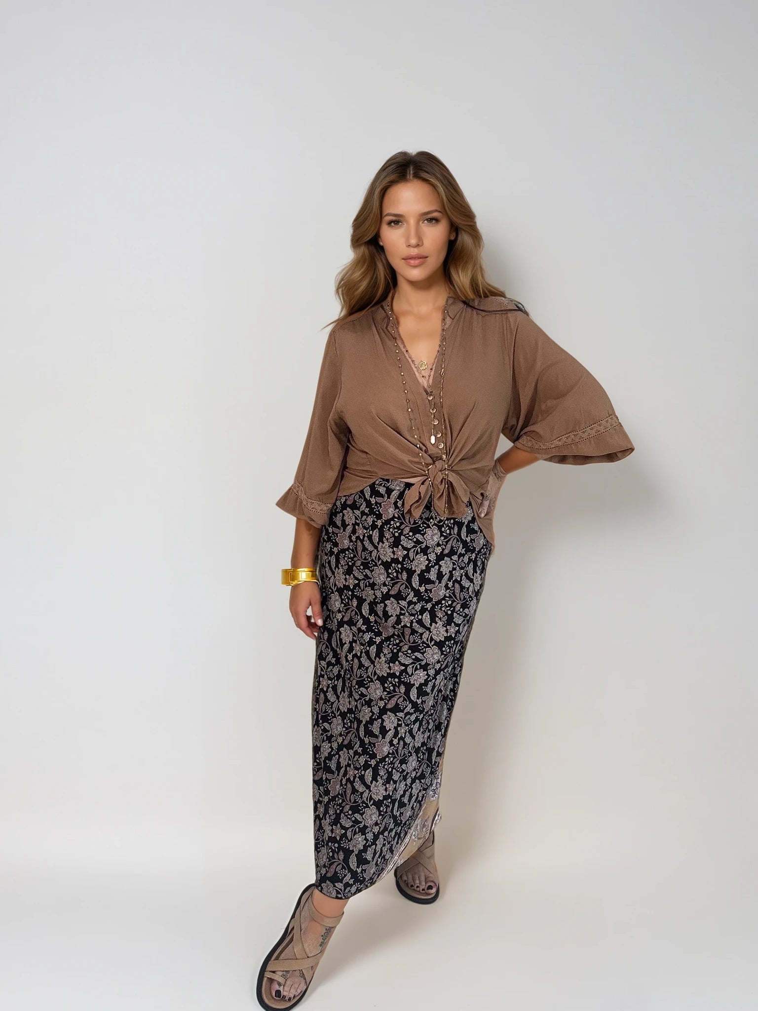 Violet Skirt | Mocha Bloom - Saffron Road