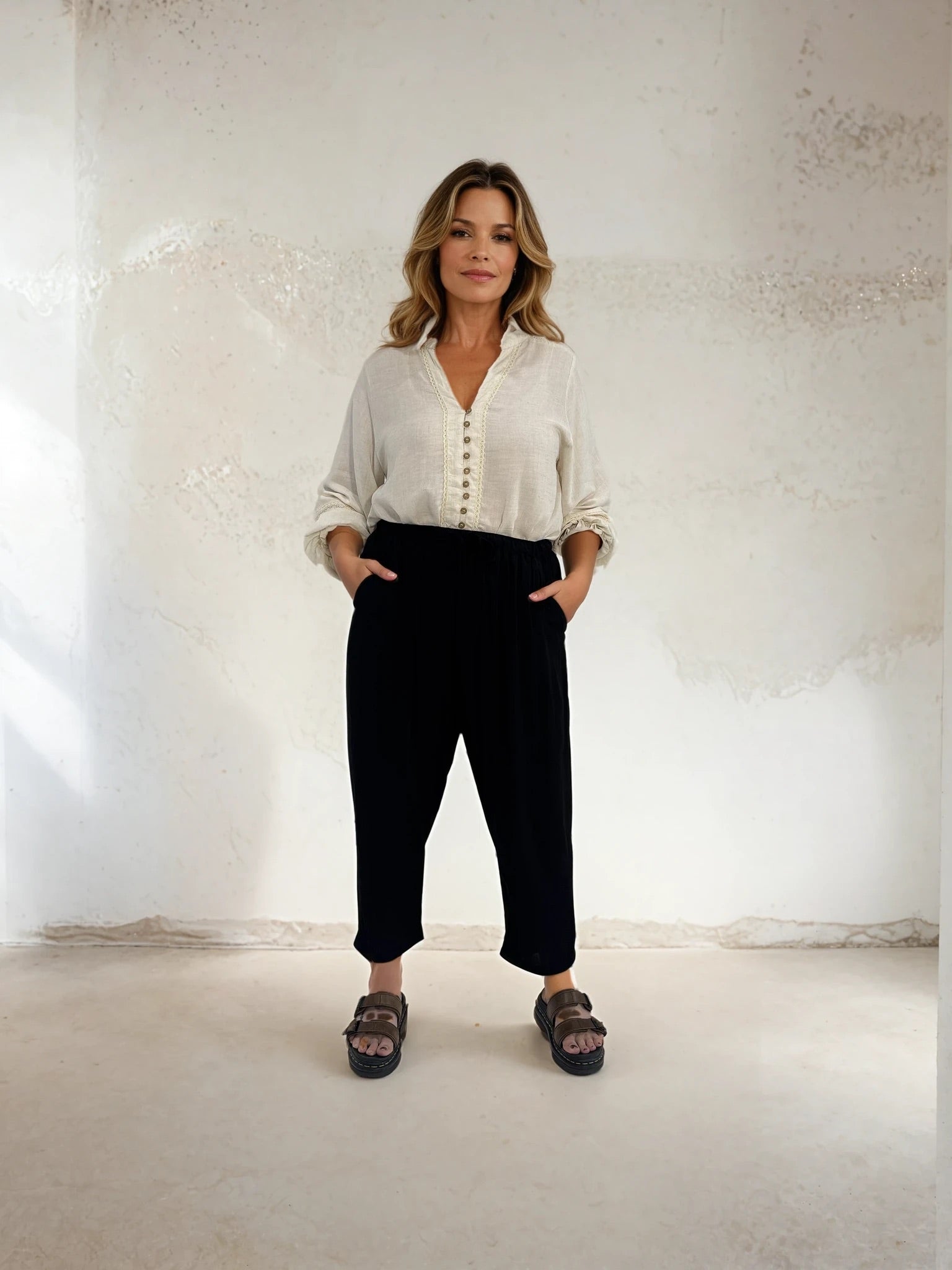 Slouch Pant | Black Fujet - Saffron Road