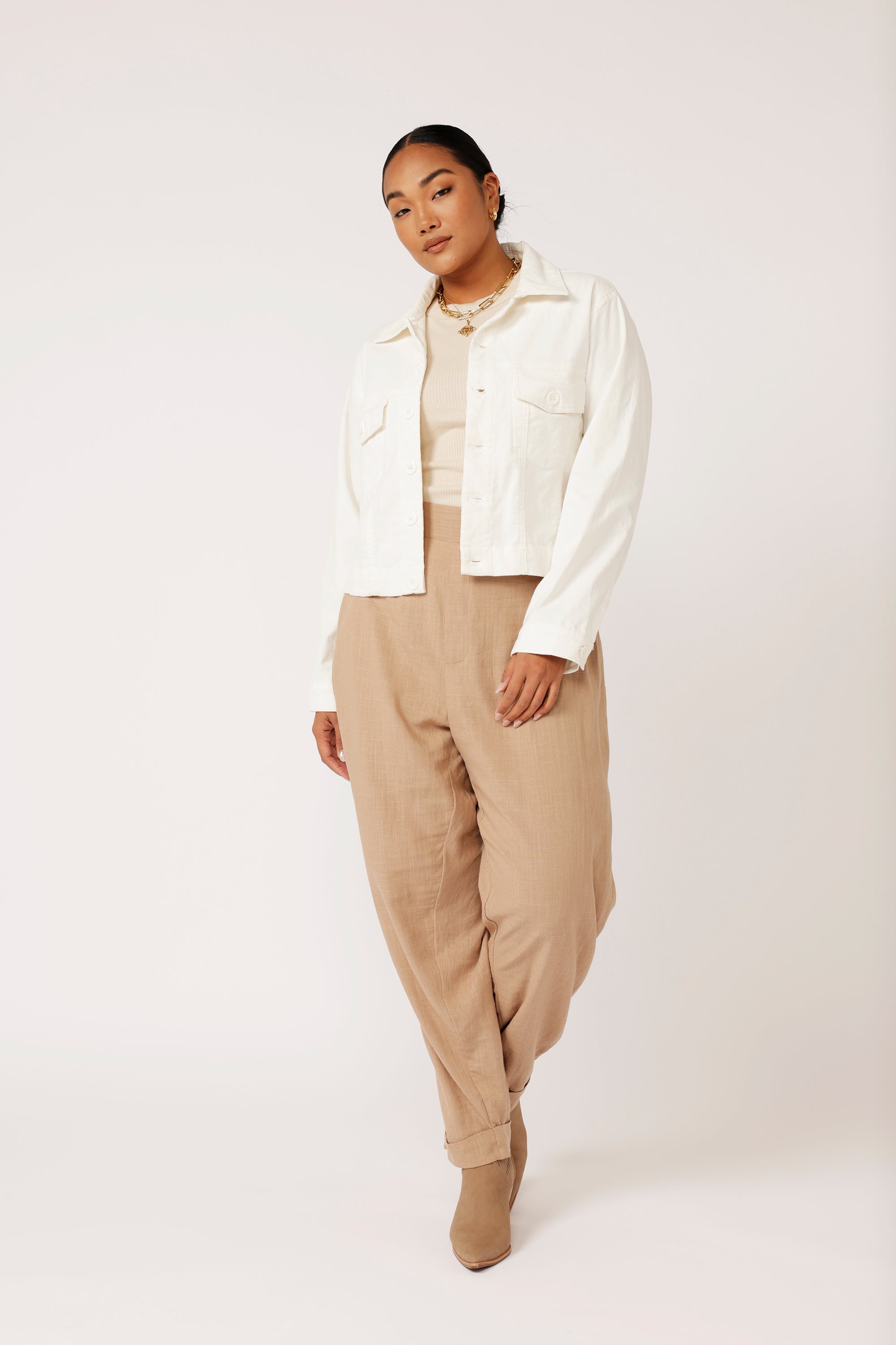 Vegas Jacket CROPPED | Cream - Saffron Road