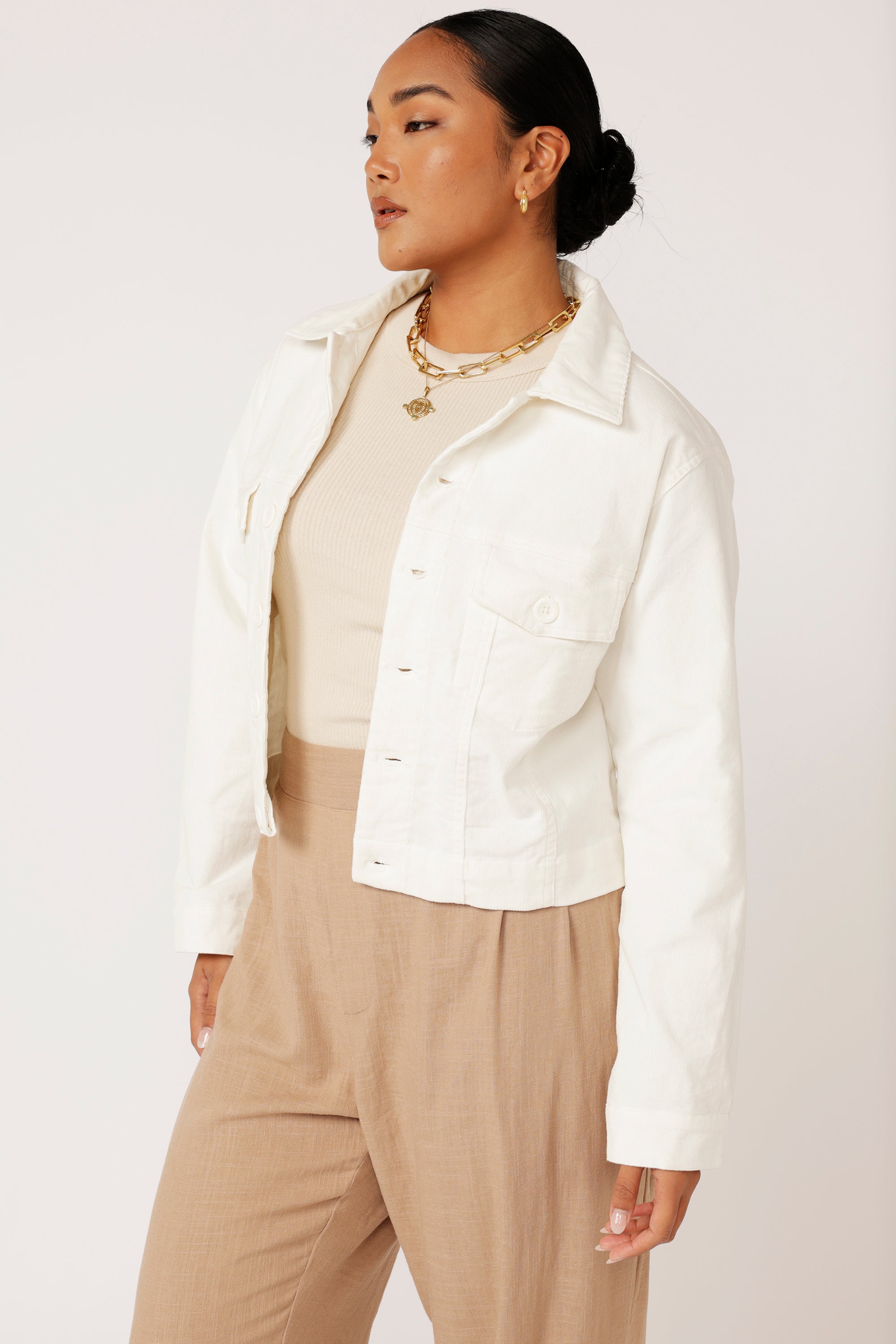 Vegas Jacket CROPPED | Cream - Saffron Road