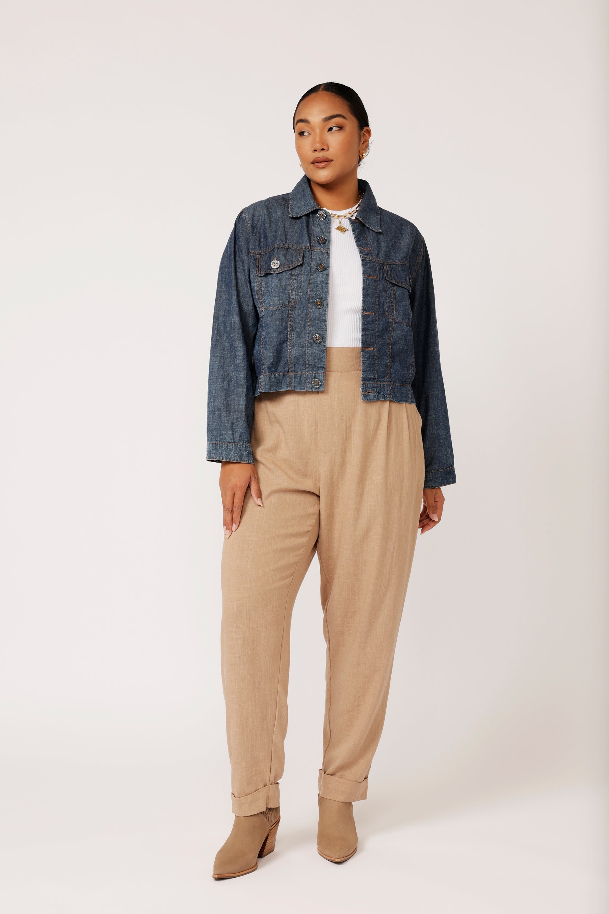 Vegas Jacket CROPPED | Dark Chambray - Saffron Road