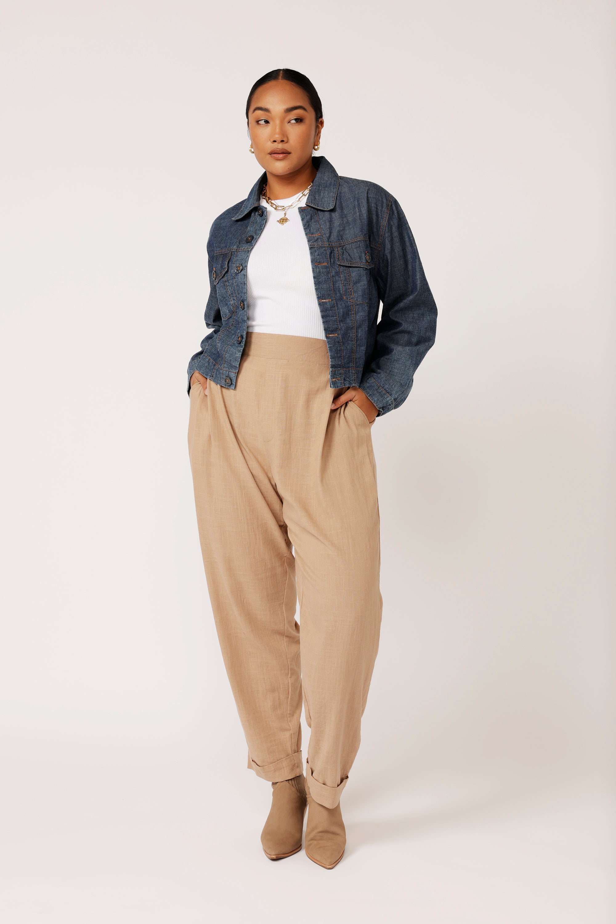 Vegas Jacket CROPPED | Dark Chambray - Saffron Road