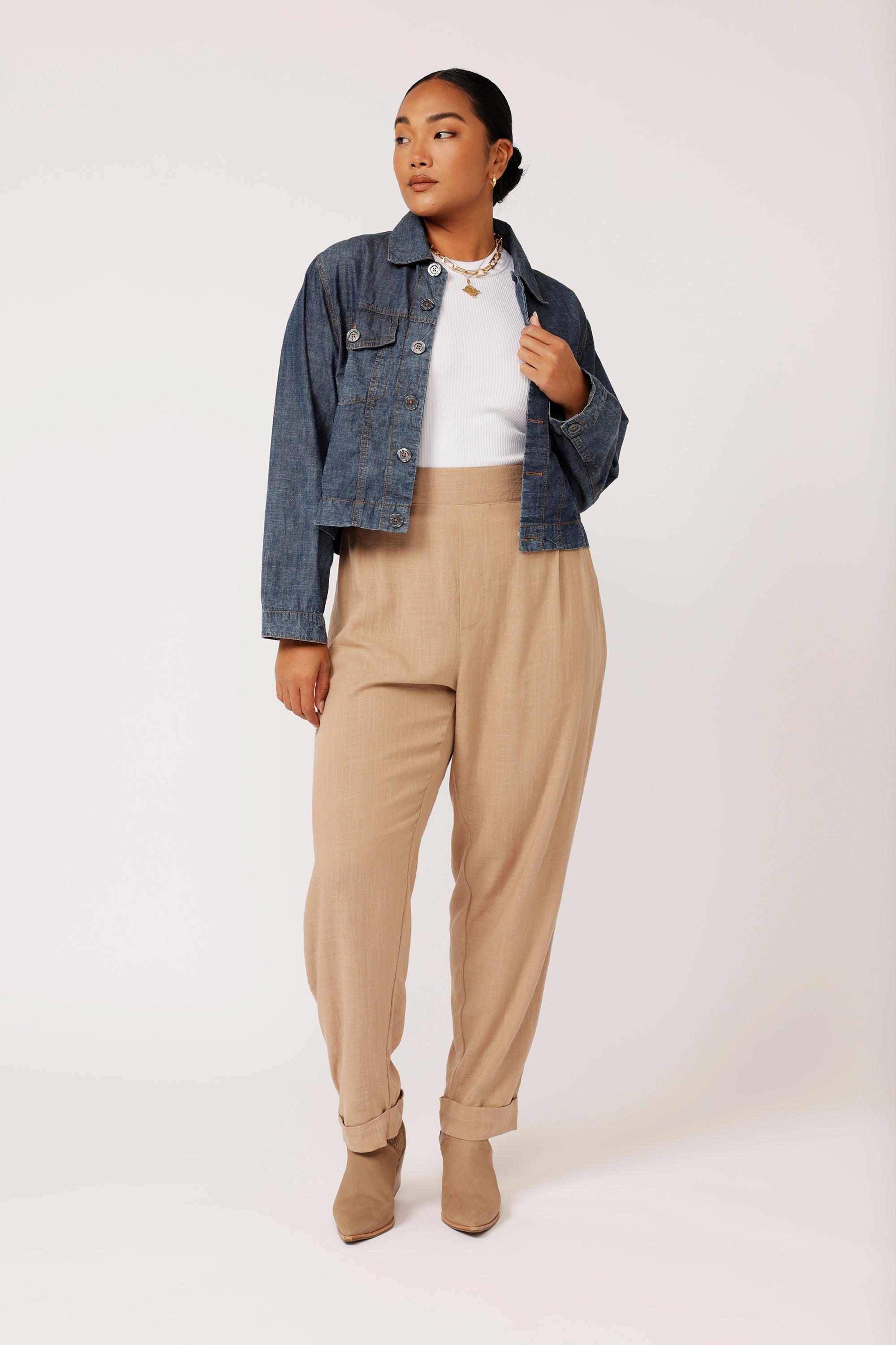 Vegas Jacket CROPPED | Dark Chambray - Saffron Road