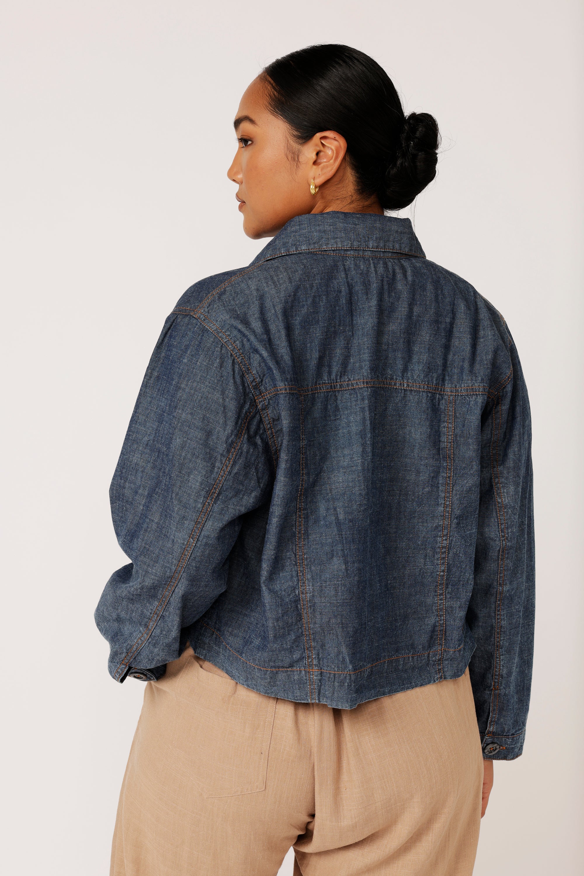 Vegas Jacket CROPPED | Dark Chambray - Saffron Road