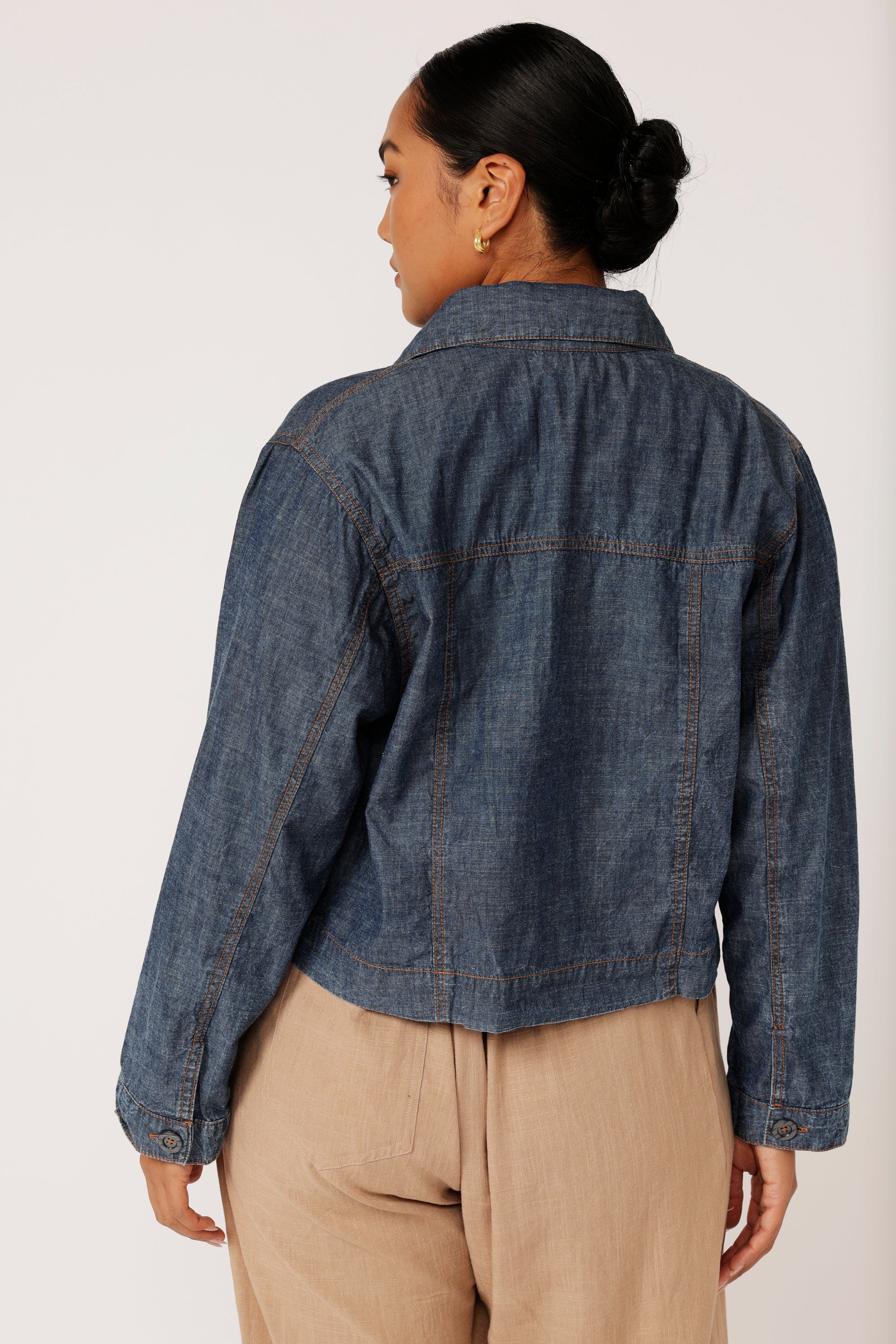 Vegas Jacket CROPPED | Dark Chambray - Saffron Road