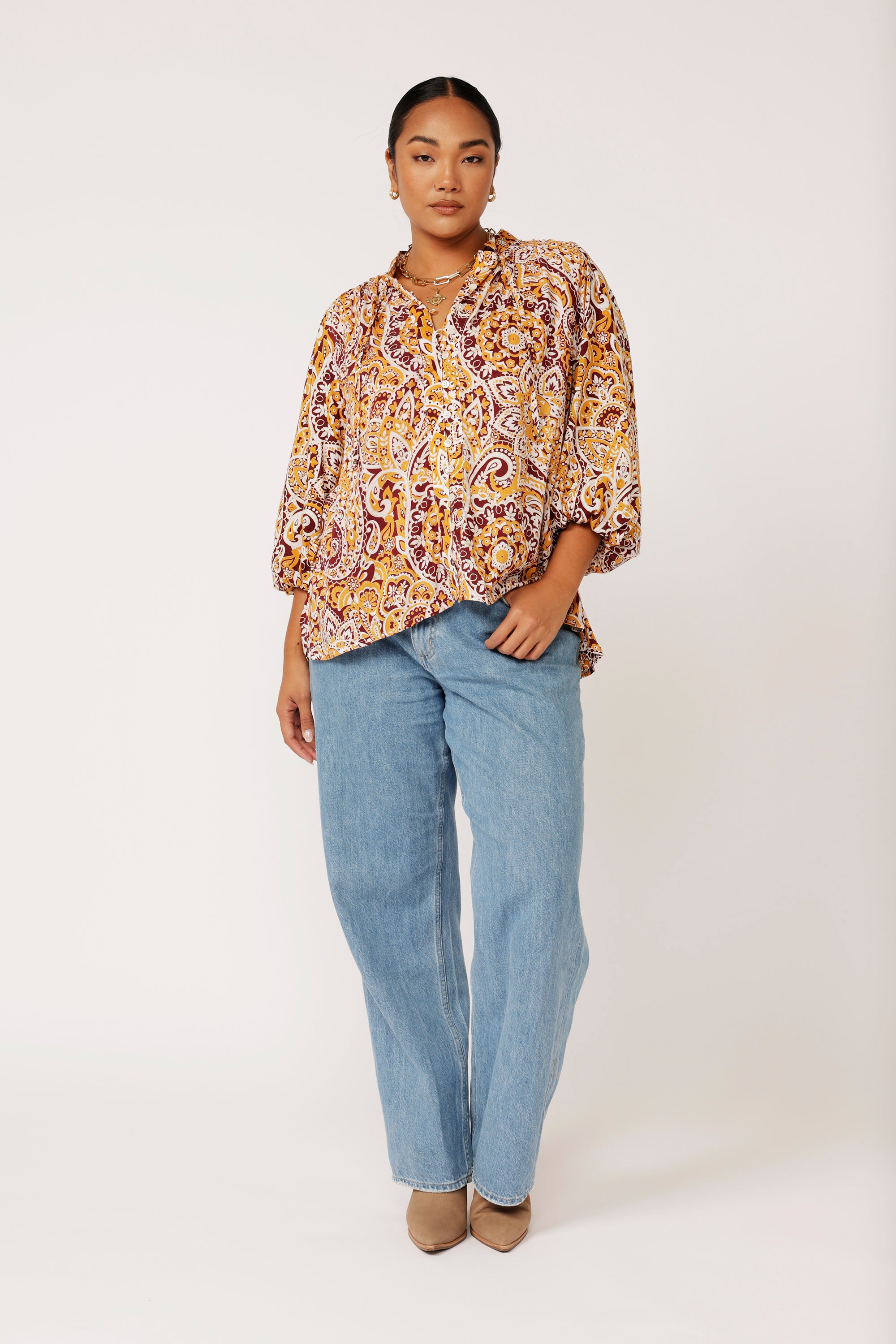Luna Blouse | Autumn Paisley - Saffron Road
