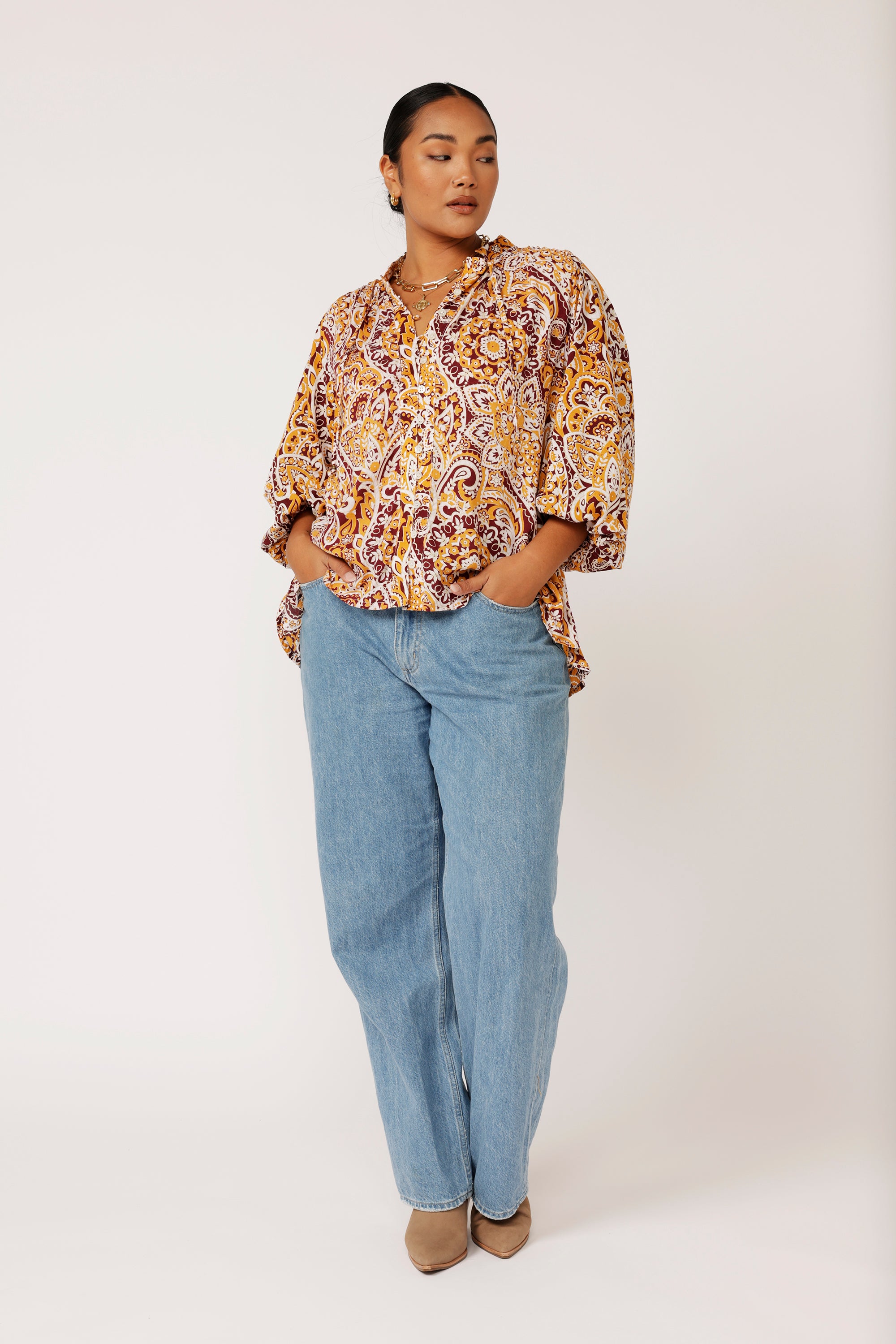 Luna Blouse | Autumn Paisley - Saffron Road