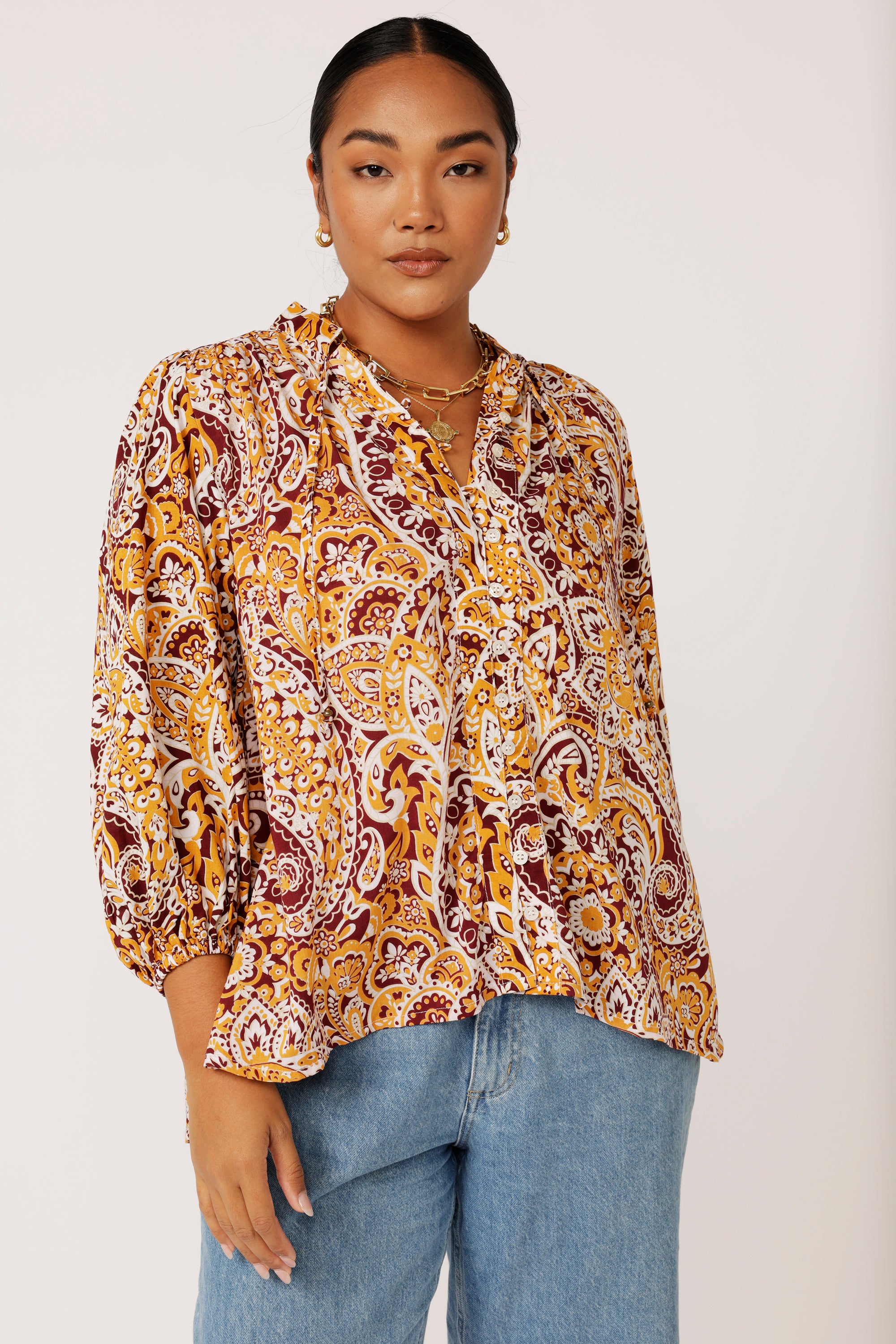 Luna Blouse | Autumn Paisley - Saffron Road