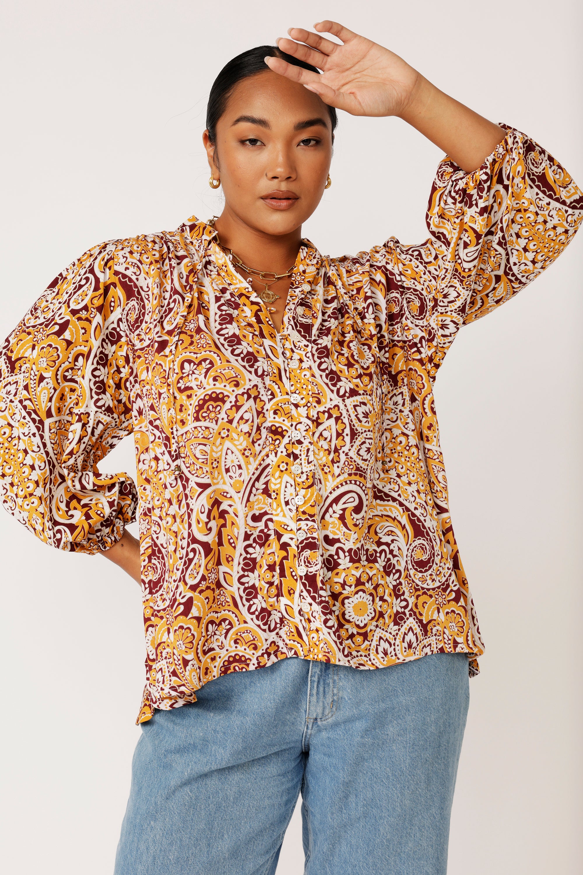 Luna Blouse | Autumn Paisley - Saffron Road
