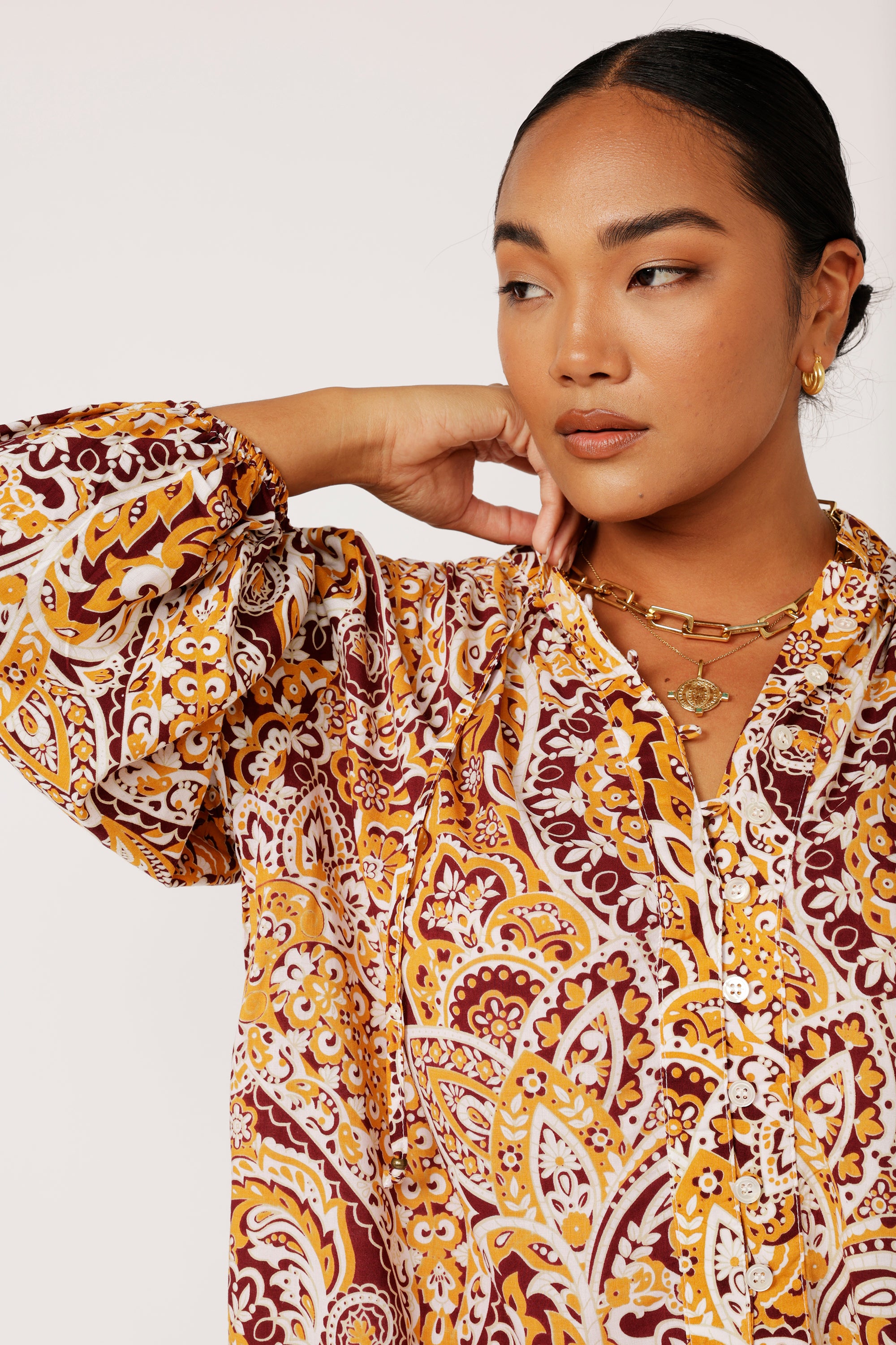 Luna Blouse | Autumn Paisley - Saffron Road