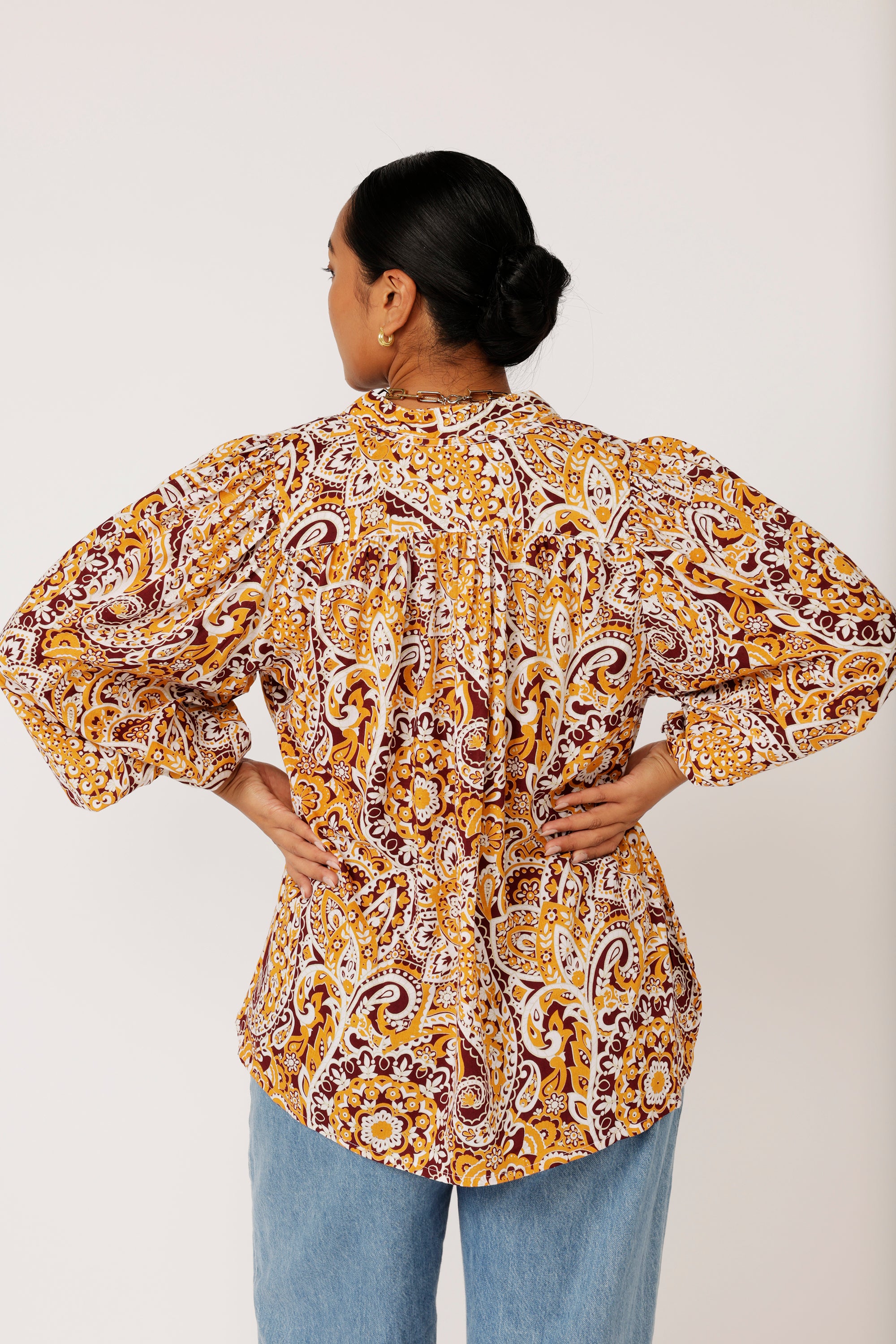 Luna Blouse | Autumn Paisley - Saffron Road